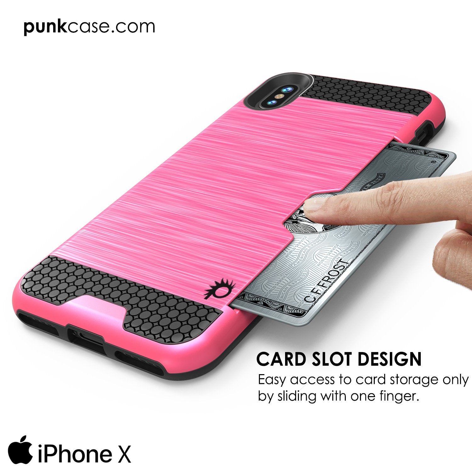 iPhone X Case, Punkcase [SLOT Series] Slim Fit Dual-Layer Cover [Pink]