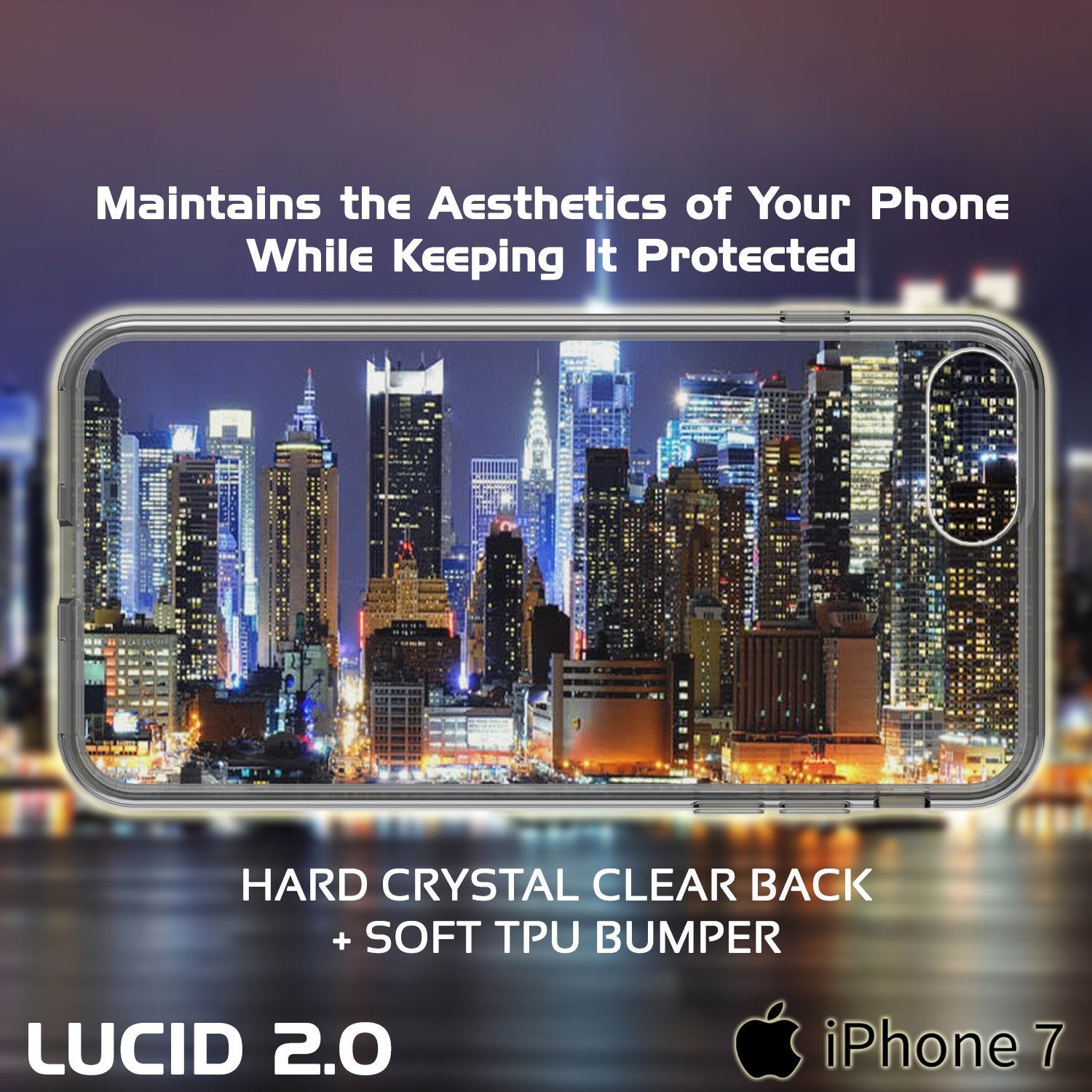 iPhone 7 Case Punkcase® LUCID 2.0 Crystal Black Series for Apple iPhone 7 Slim | Slick Frame Lifetime Warranty Exchange