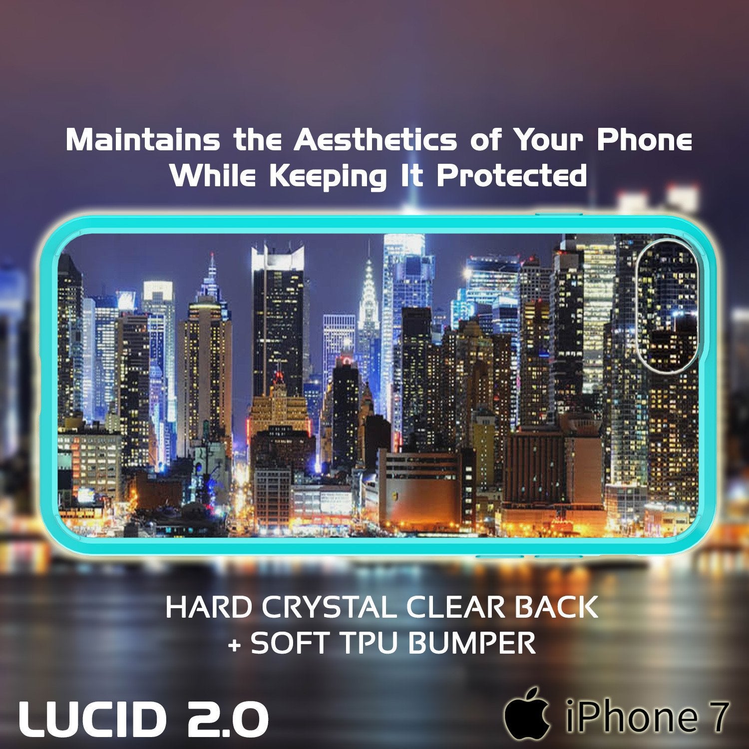 iPhone 7+ Plus Case Punkcase® LUCID 2.0 Light Blue Series for Apple iPhone 7+ Plus Slim | Slick Frame Lifetime Warranty Exchange