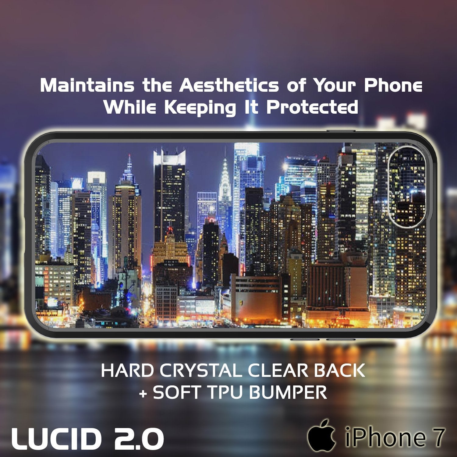 iPhone 7 Case Punkcase® LUCID 2.0 Black Series for Apple iPhone 7 Slim | Slick Frame Lifetime Warranty Exchange