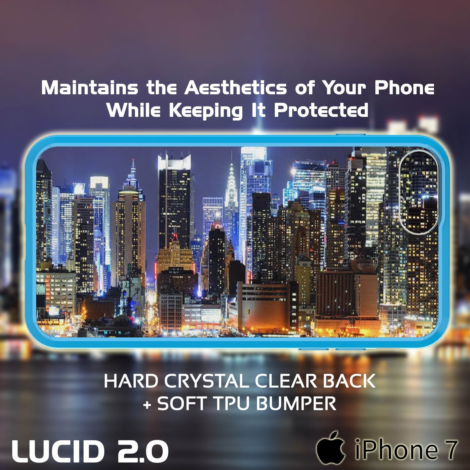 iPhone 7 Case Punkcase® LUCID 2.0 Light Blue Series for Apple iPhone 7 Slim | Slick Frame Lifetime Warranty Exchange