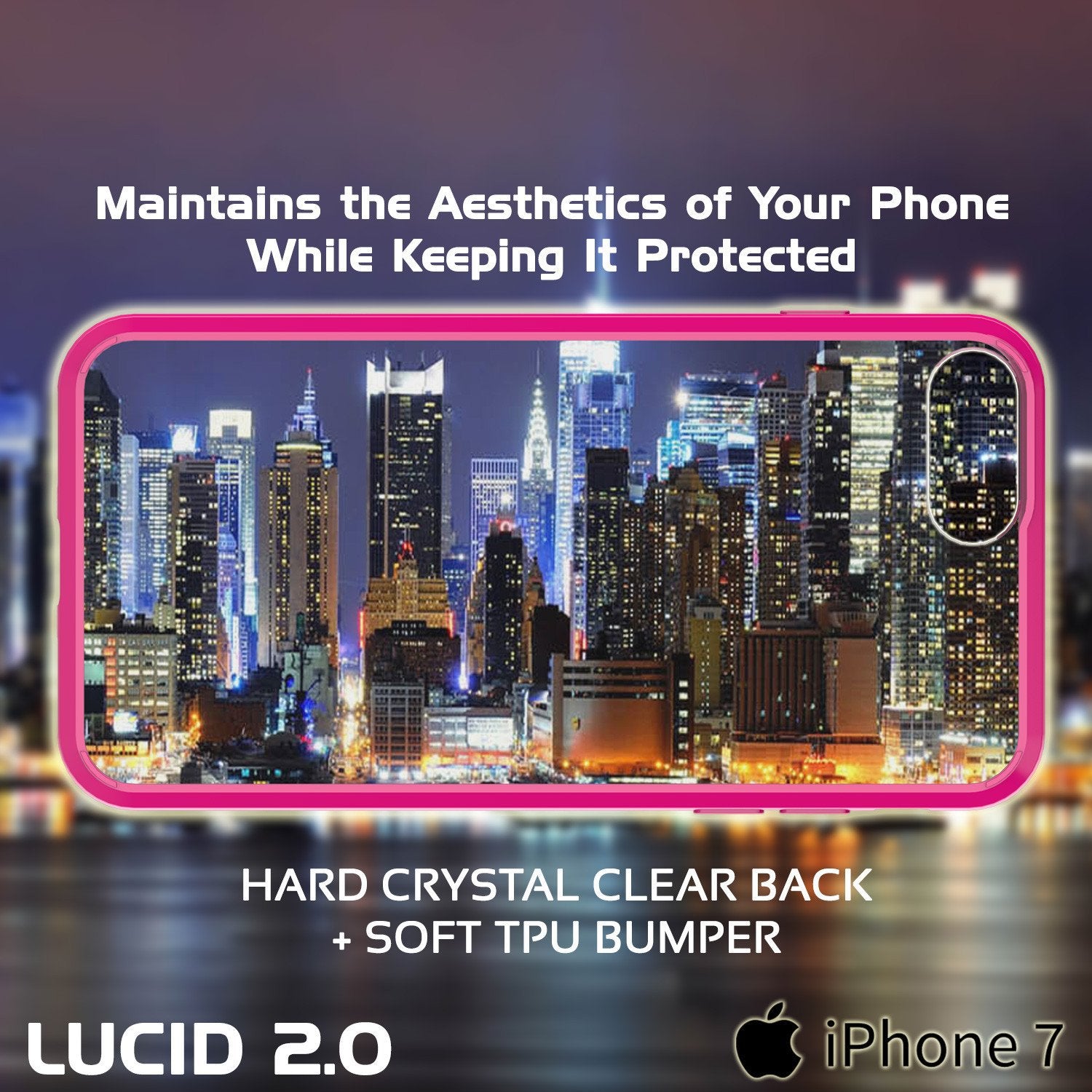 iPhone 7+ Plus Case Punkcase® LUCID 2.0 Pink Series for Apple iPhone 7+ Plus Slim | Slick Frame Lifetime Warranty Exchange