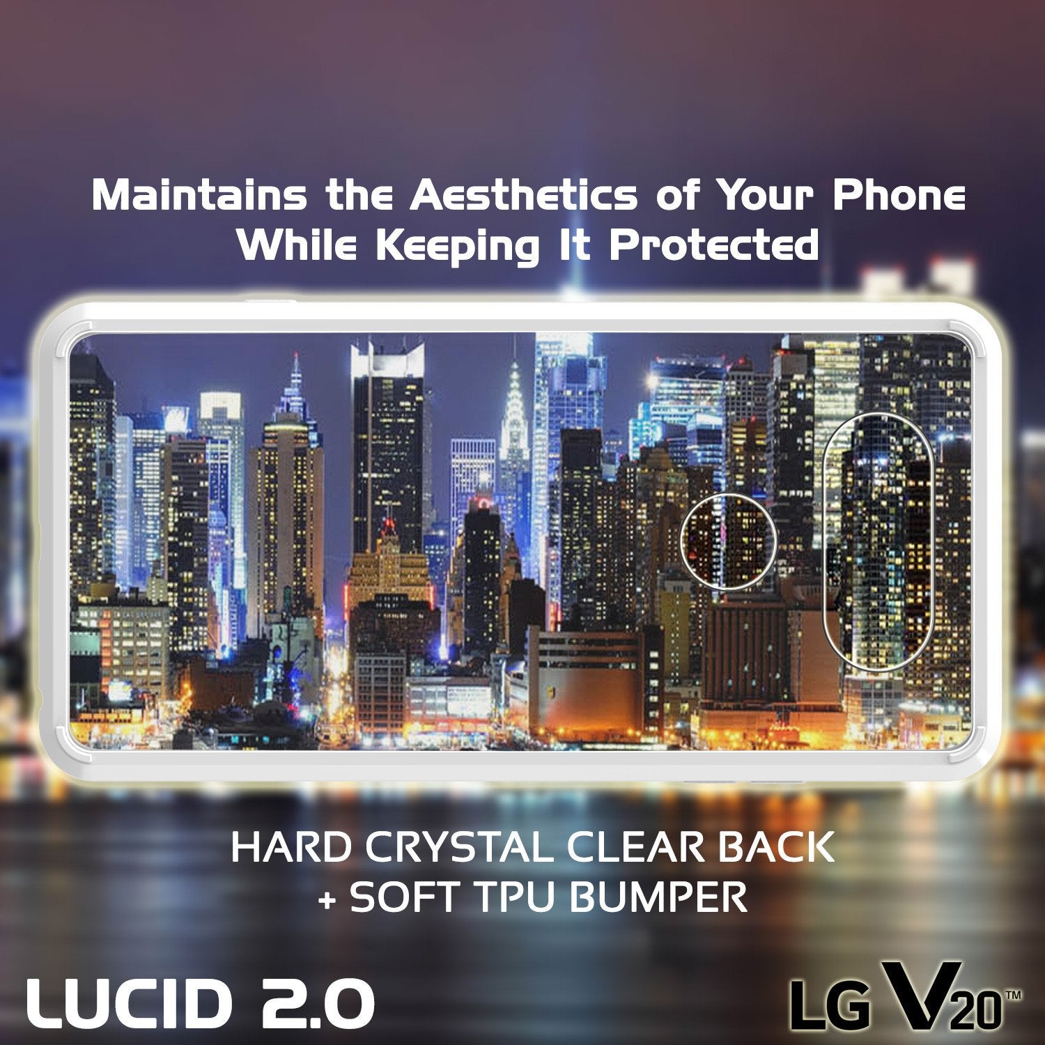 LG v20 Case Punkcase® LUCID 2.0 White Series w/ PUNK SHIELD Glass Screen Protector | Ultra Fit