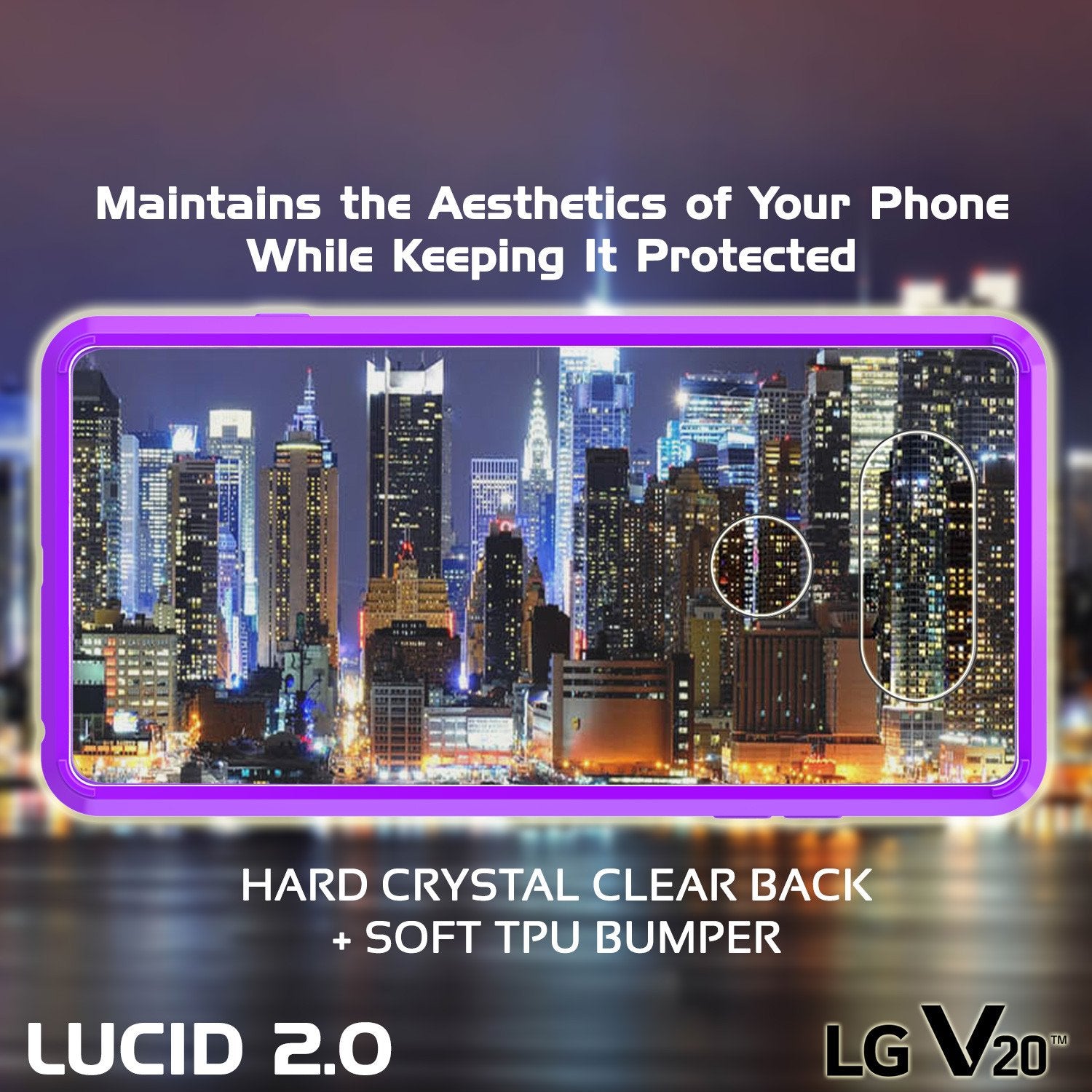 LG v20 Case Punkcase® LUCID 2.0 Purple Series w/ PUNK SHIELD Glass Screen Protector | Ultra Fit
