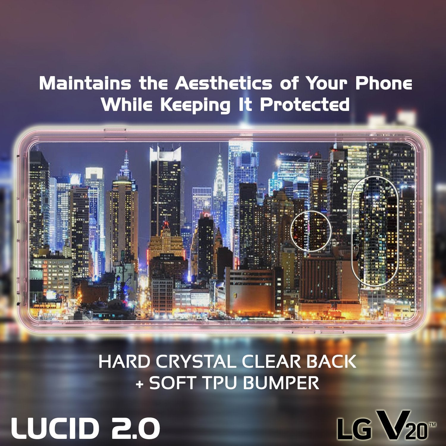 LG v20 Case Punkcase® LUCID 2.0 Crystal Pink Series w/ PUNK SHIELD Glass Screen Protector | Ultra Fit