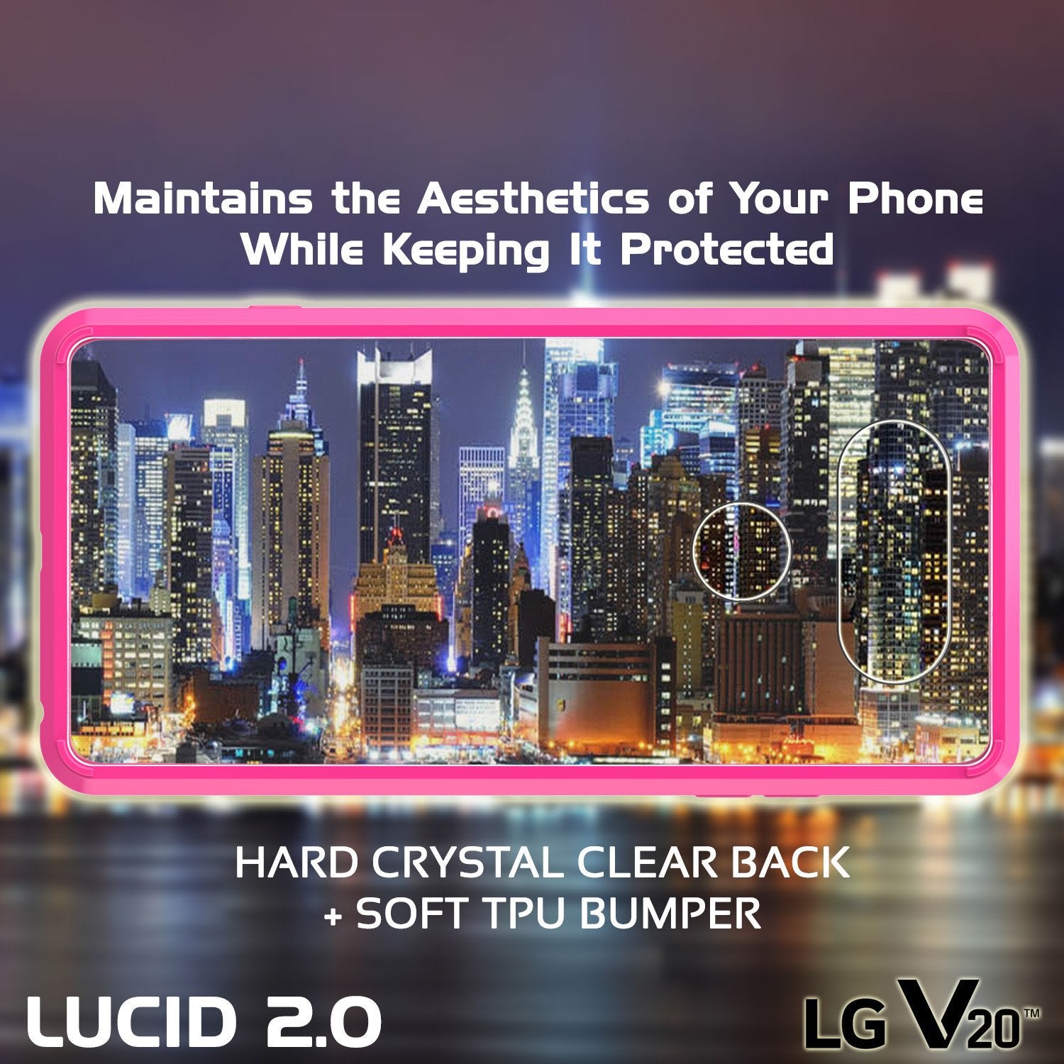 LG v20 Case Punkcase® LUCID 2.0 Pink Series w/ PUNK SHIELD Glass Screen Protector | Ultra Fit