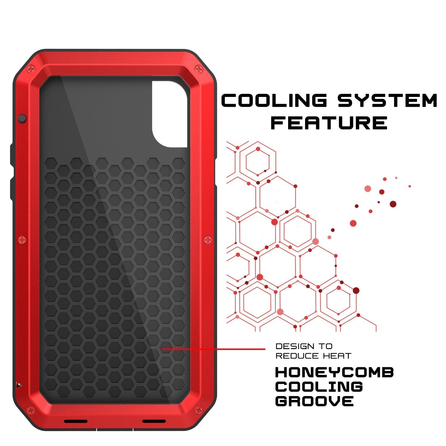 iPhone XS Max Metal Case, Heavy Duty Military Grade Armor Cover [shock proof] Full Body Hard [Red]