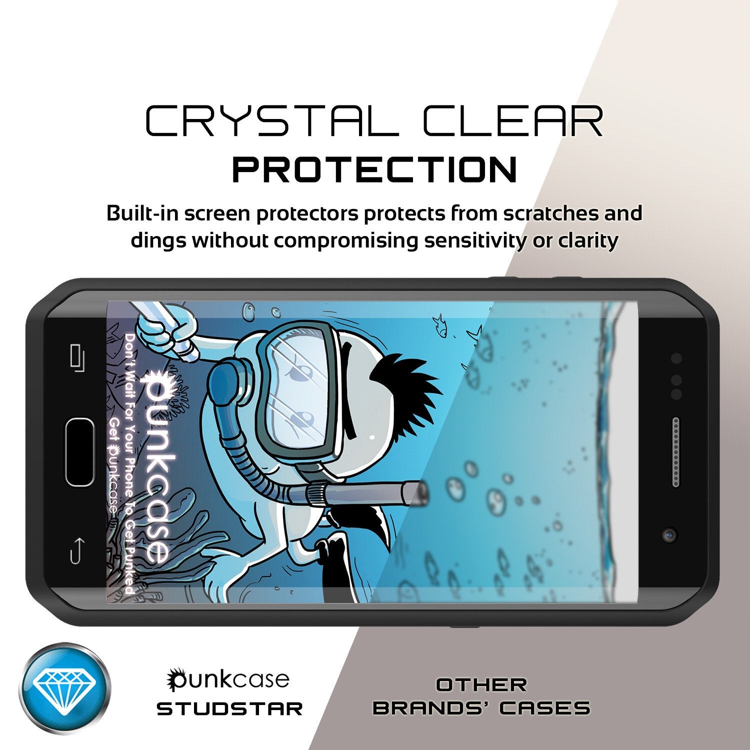 Galaxy S7 EDGE Waterproof Case PunkCase StudStar Black Thin 6.6ft Underwater IP68 Shock/Snow Proof