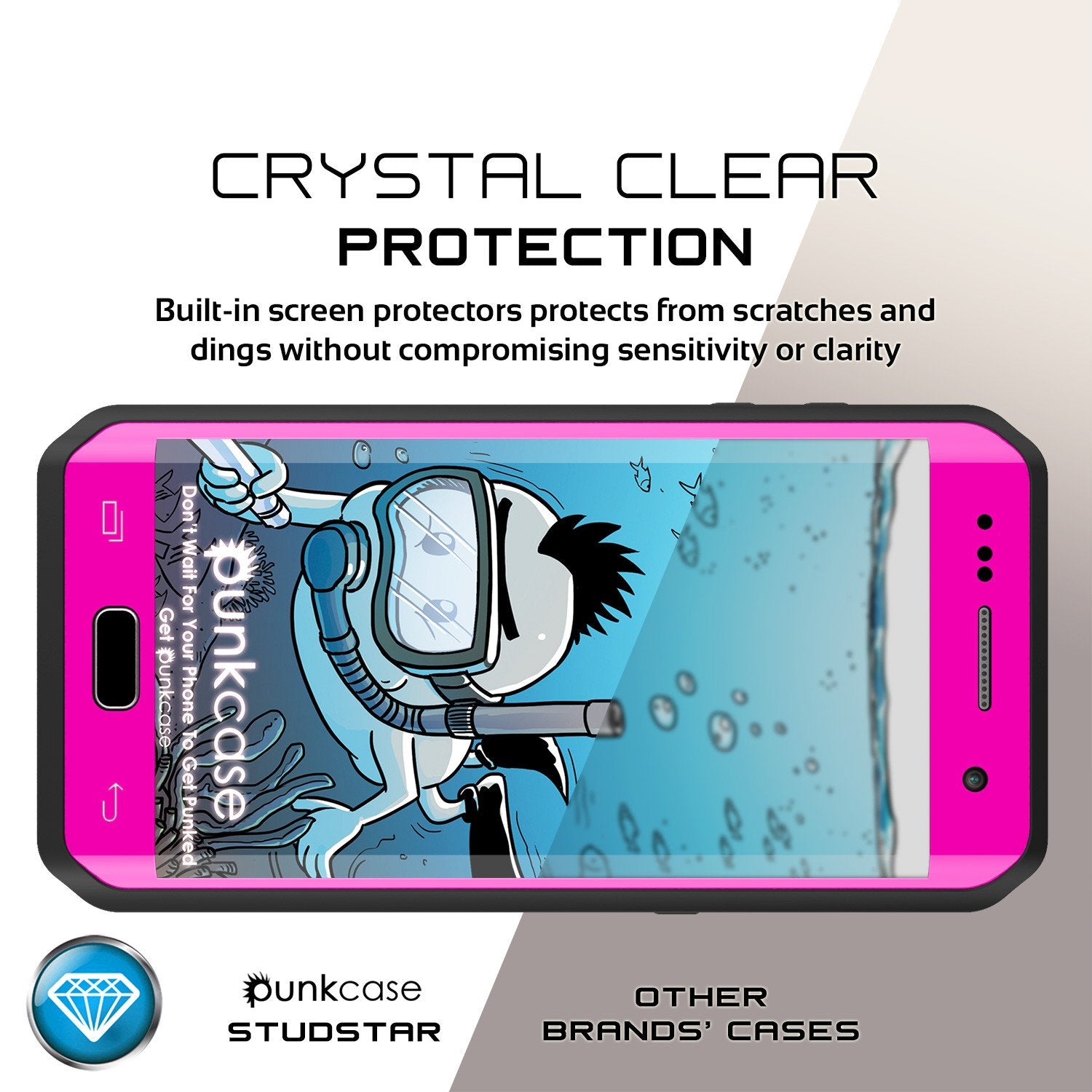 Galaxy S7 EDGE Waterproof Case PunkCase StudStar Pink Thin 6.6ft Underwater IP68 Shock/Snow Proof