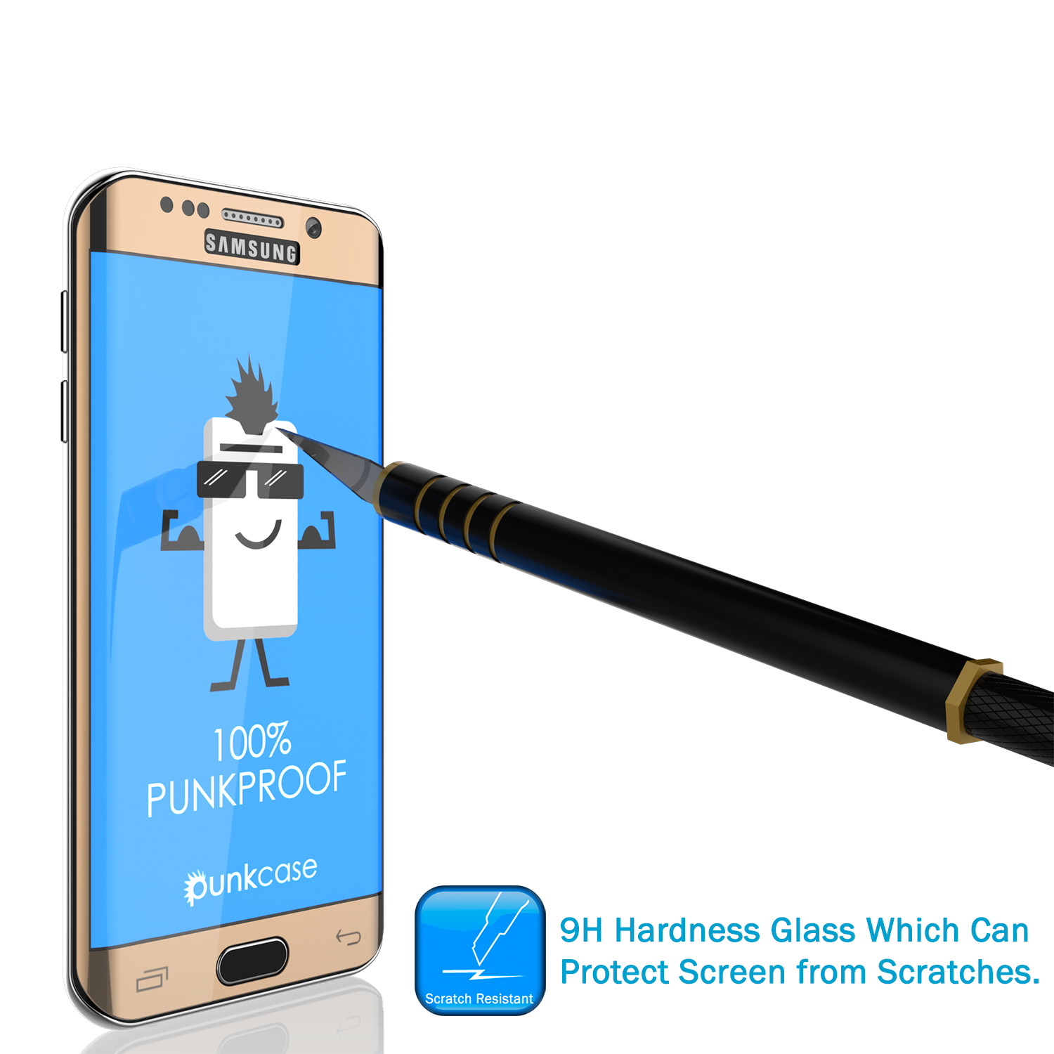 Galaxy S6 Edge Gold Punkcase Glass SHIELD Tempered Glass Screen Protector 0.33mm Thick 9H Glass