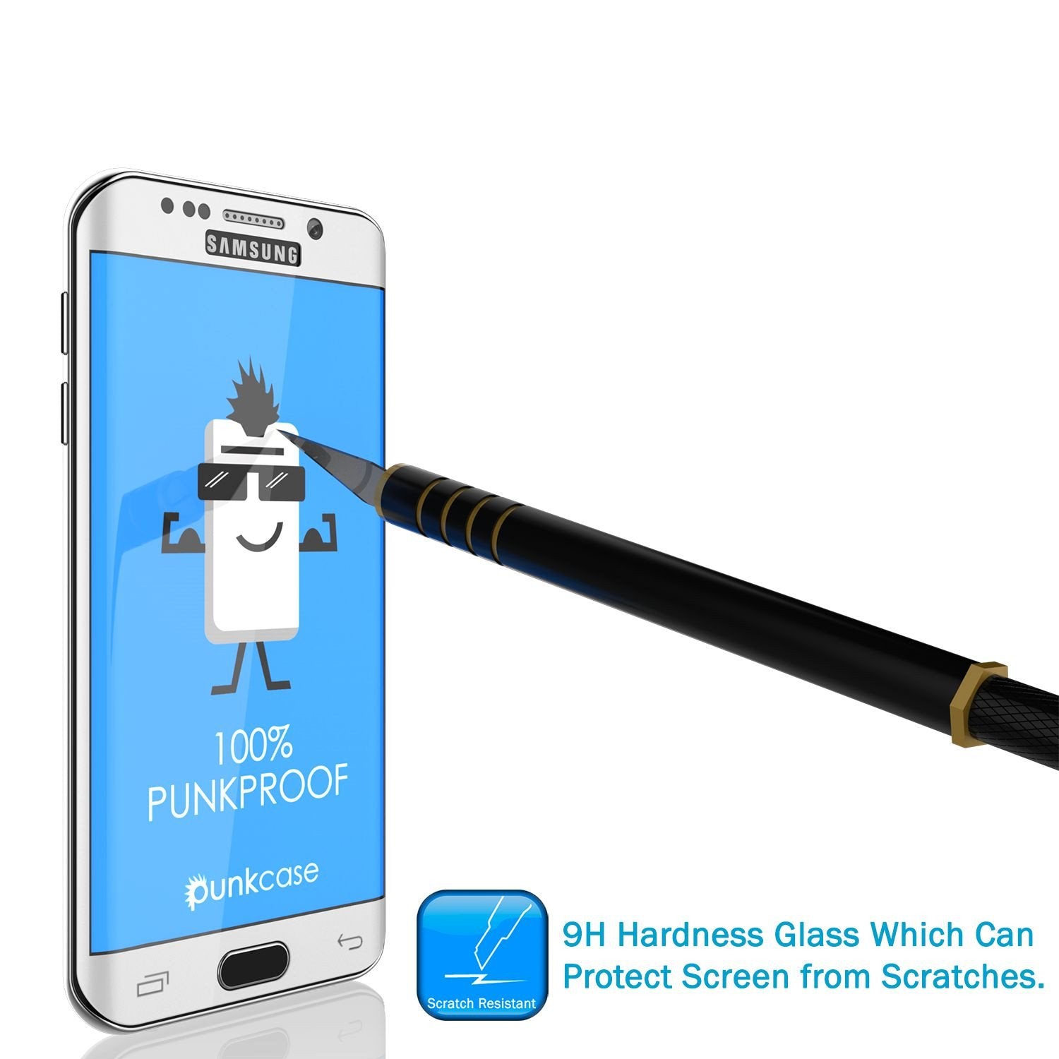 Galaxy S7 White Screen Protector, Punkcase Glass SHIELD Tempered Glass Protector 0.33mm Thick 9H