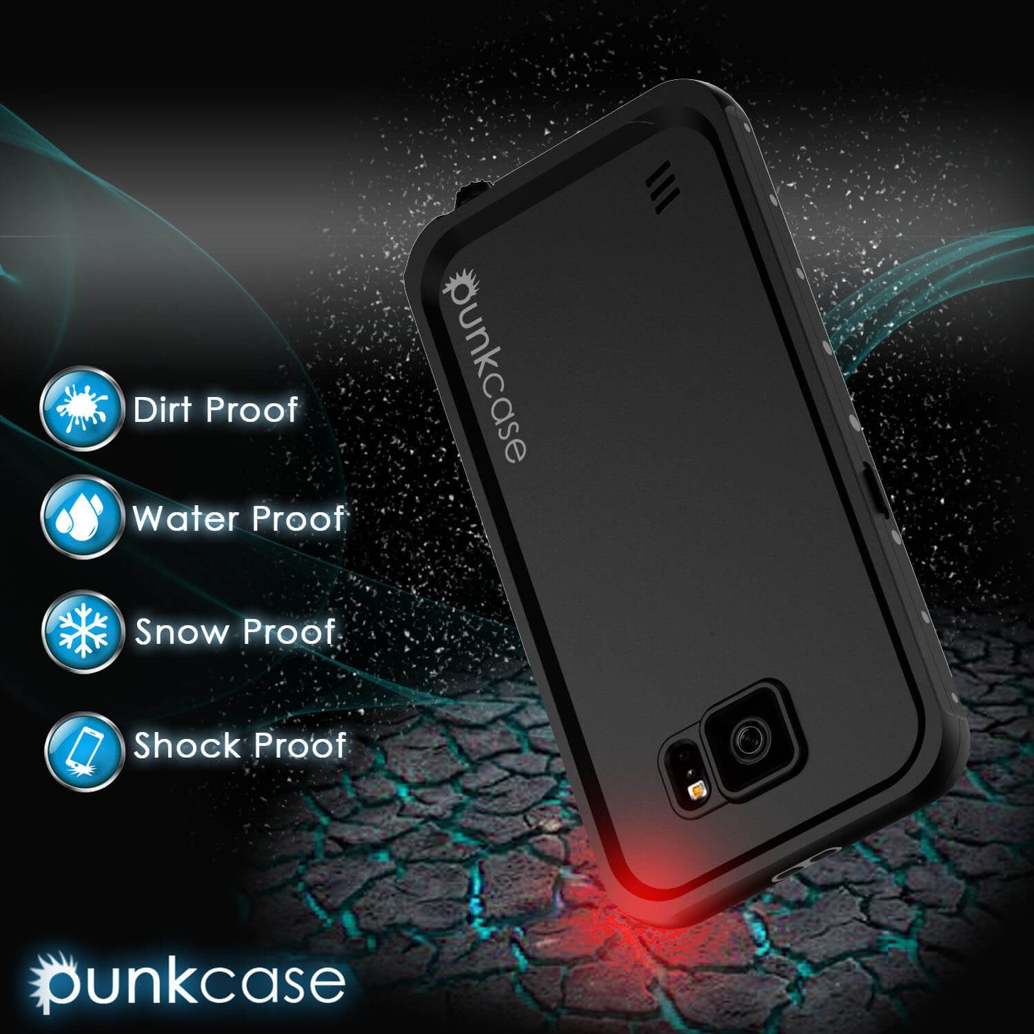 Galaxy S6 Waterproof Case PunkCase StudStar Black Thin 6.6ft Underwater IP68 Shock/Dirt/Snow Proof
