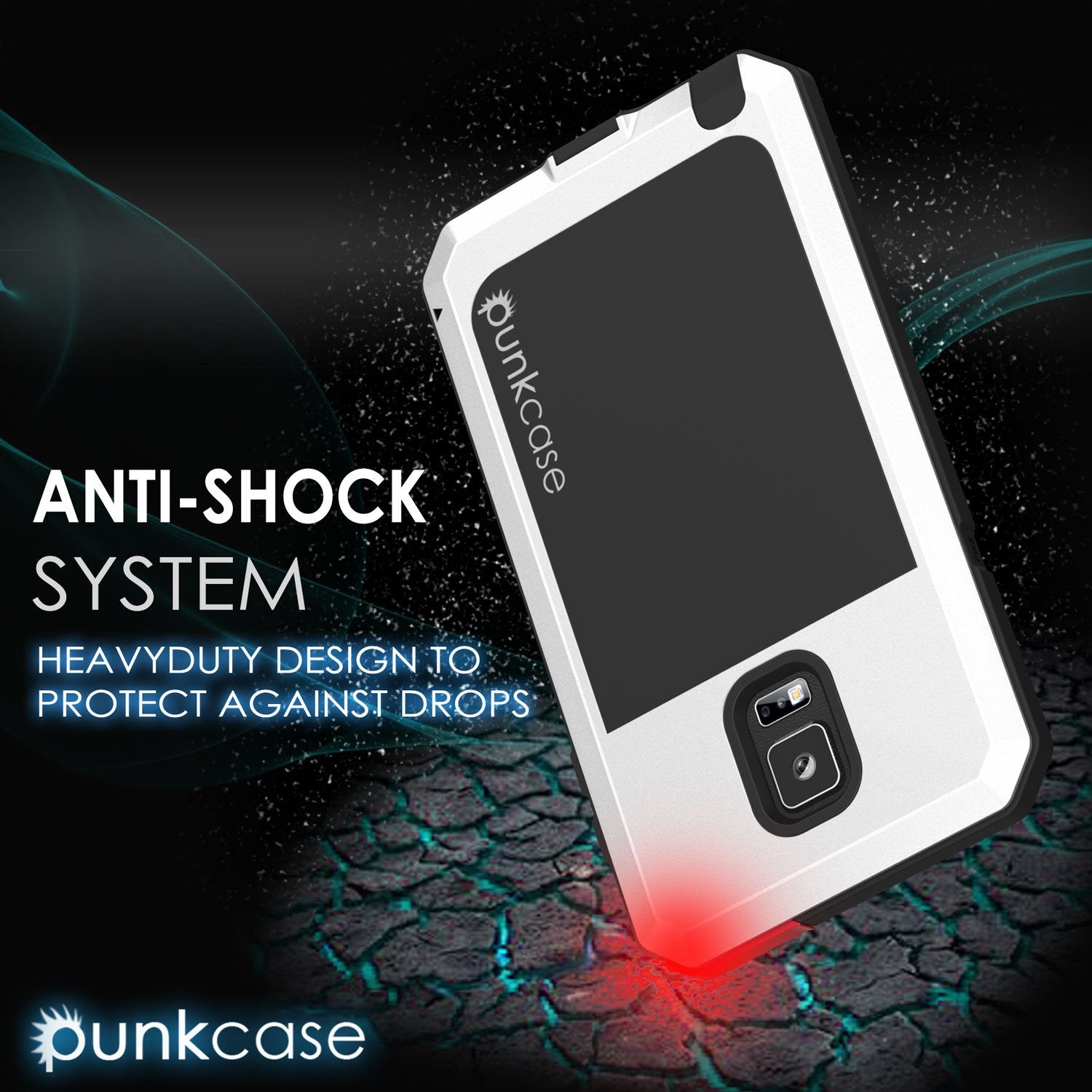Note 4 Case, Punkcase® METALLIC Series WHITE w/ TEMPERED GLASS | Aluminum Frame