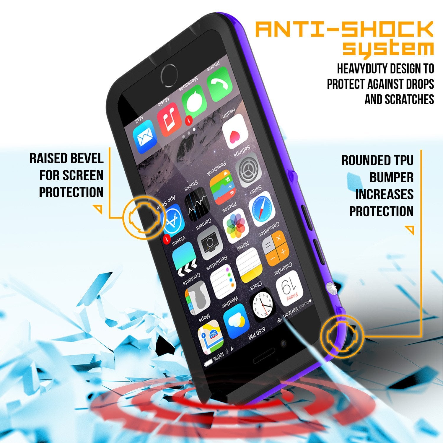 Apple iPhone 7 Waterproof Case, PUNKcase CRYSTAL 2.0 Purple W/ Attached Screen Protector  | Warranty