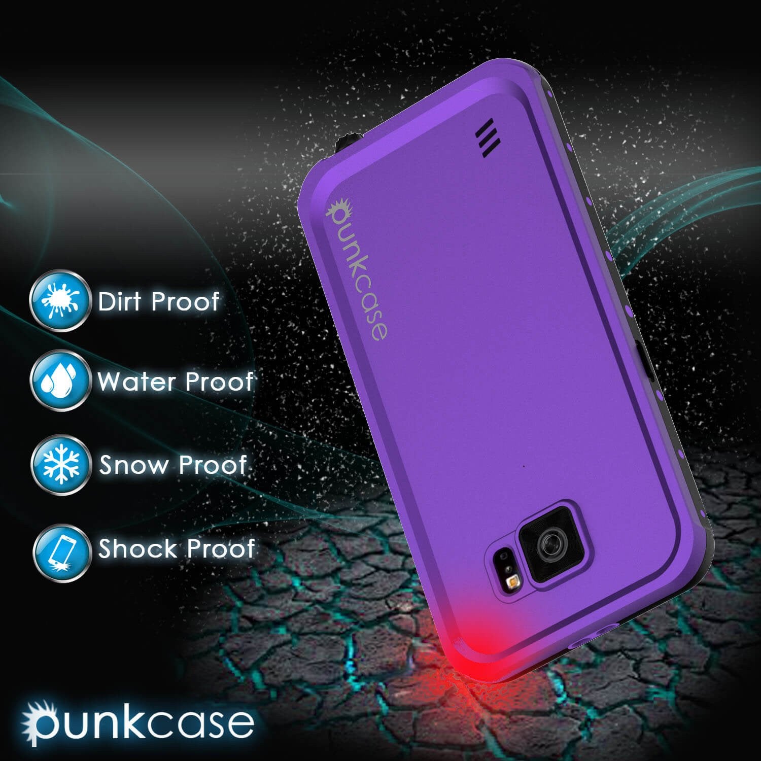 Galaxy S6 Waterproof Case PunkCase StudStar Purple Thin 6.6ft Underwater IP68 Shock/Dirt/Snow Proof