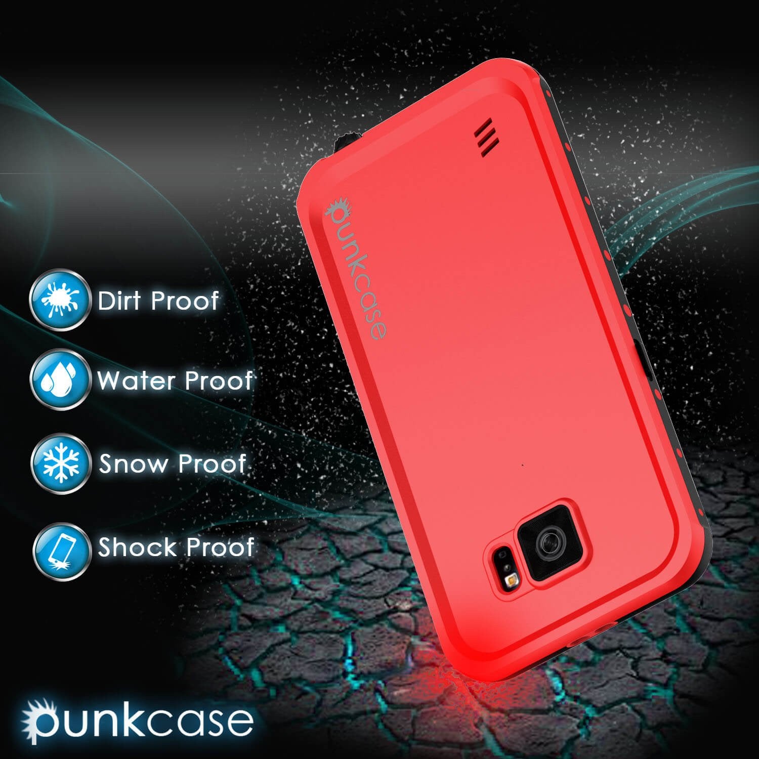 Galaxy S6 Waterproof Case PunkCase StudStar Red Thin 6.6ft Underwater IP68 Shock/Dirt/Snow Proof