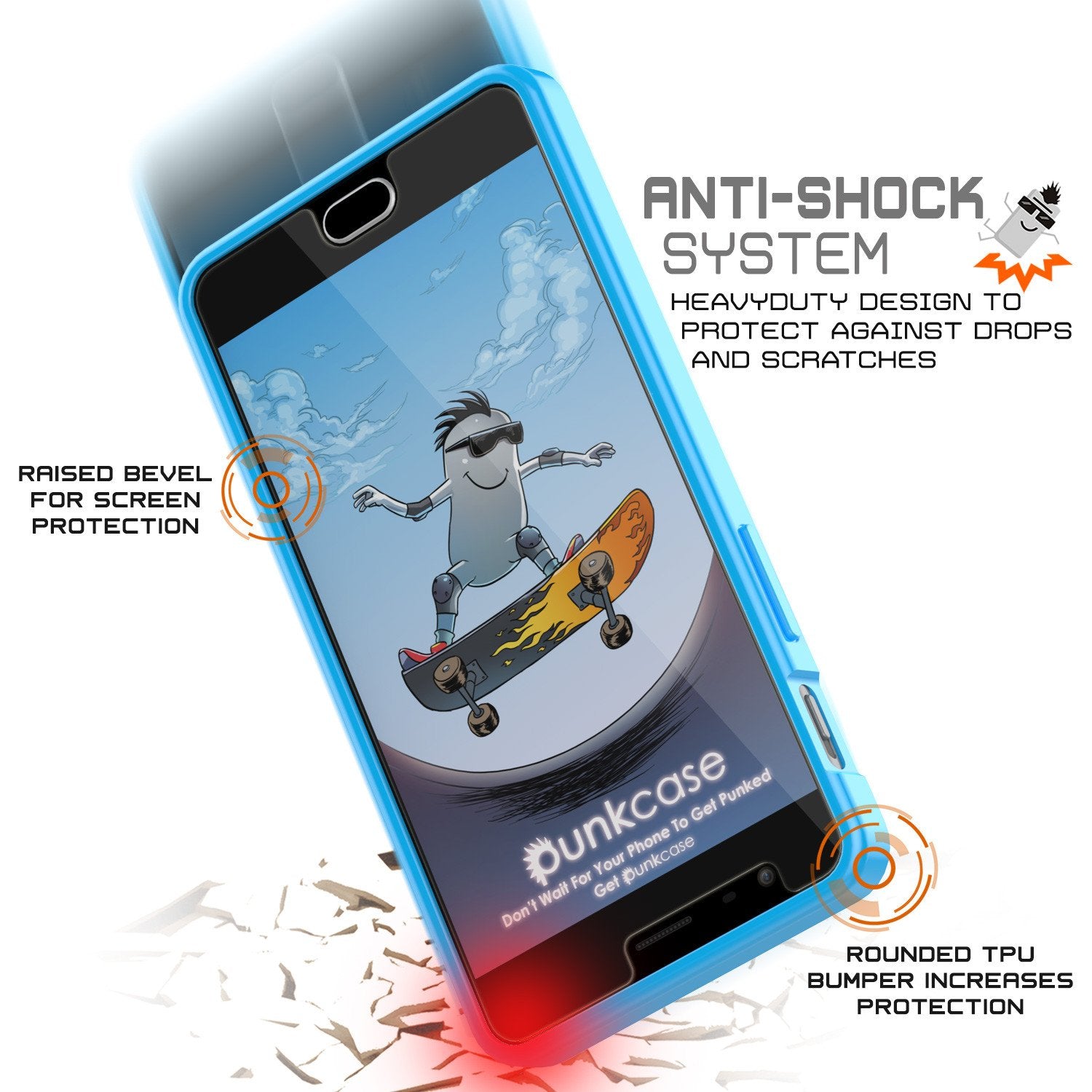 OnePlus 3 Case Punkcase® LUCID 2.0 Light Blue Series w/ SHIELD GLASS Lifetime Warranty Exchange