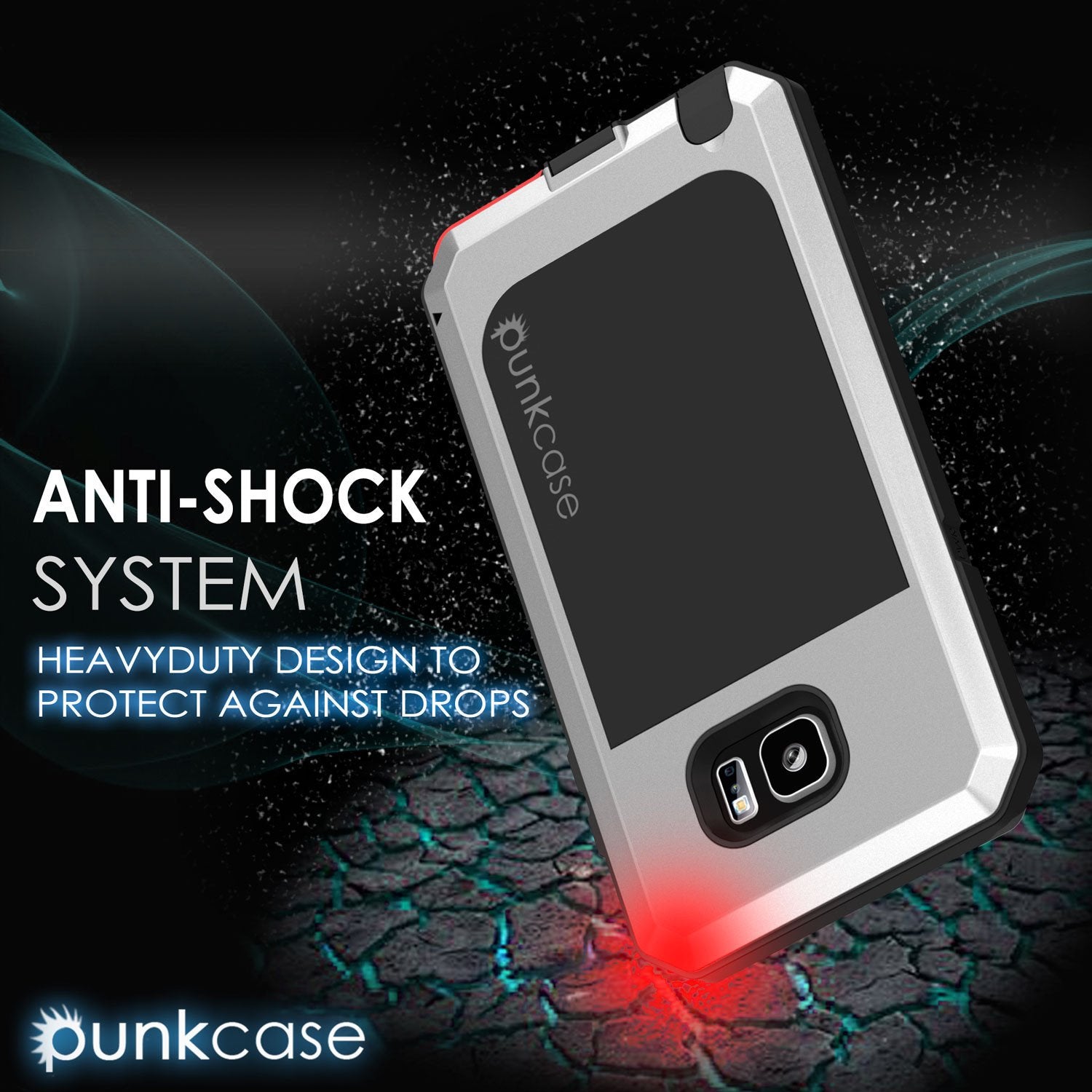 S7 Case, Punkcase® METALLIC Series SILVER for Samsung Galaxy S7 W/ TEMPERED GLASS | Aluminum Frame