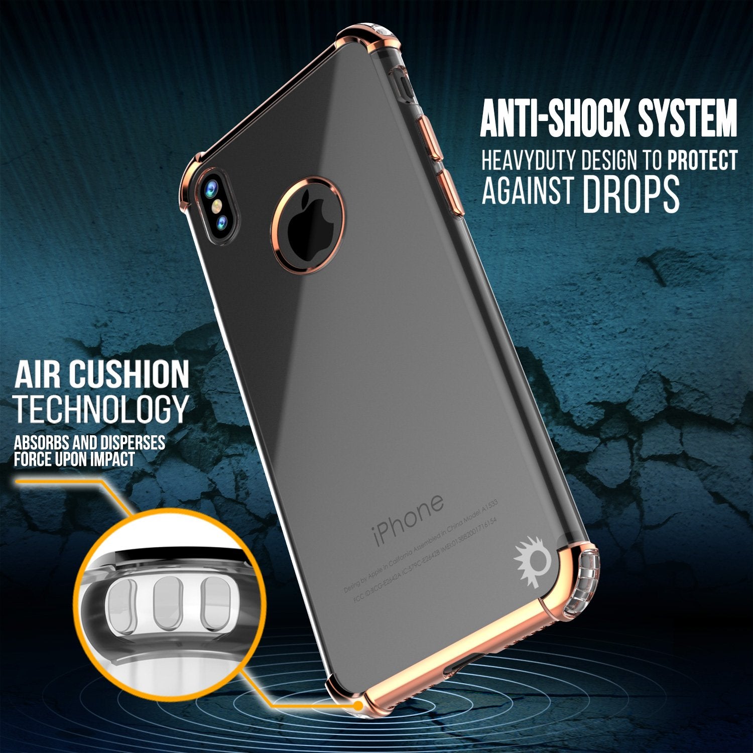 iPhone X Punkcase [BLAZE SERIES] Cover W/ Screen Protector [Rose Gold]