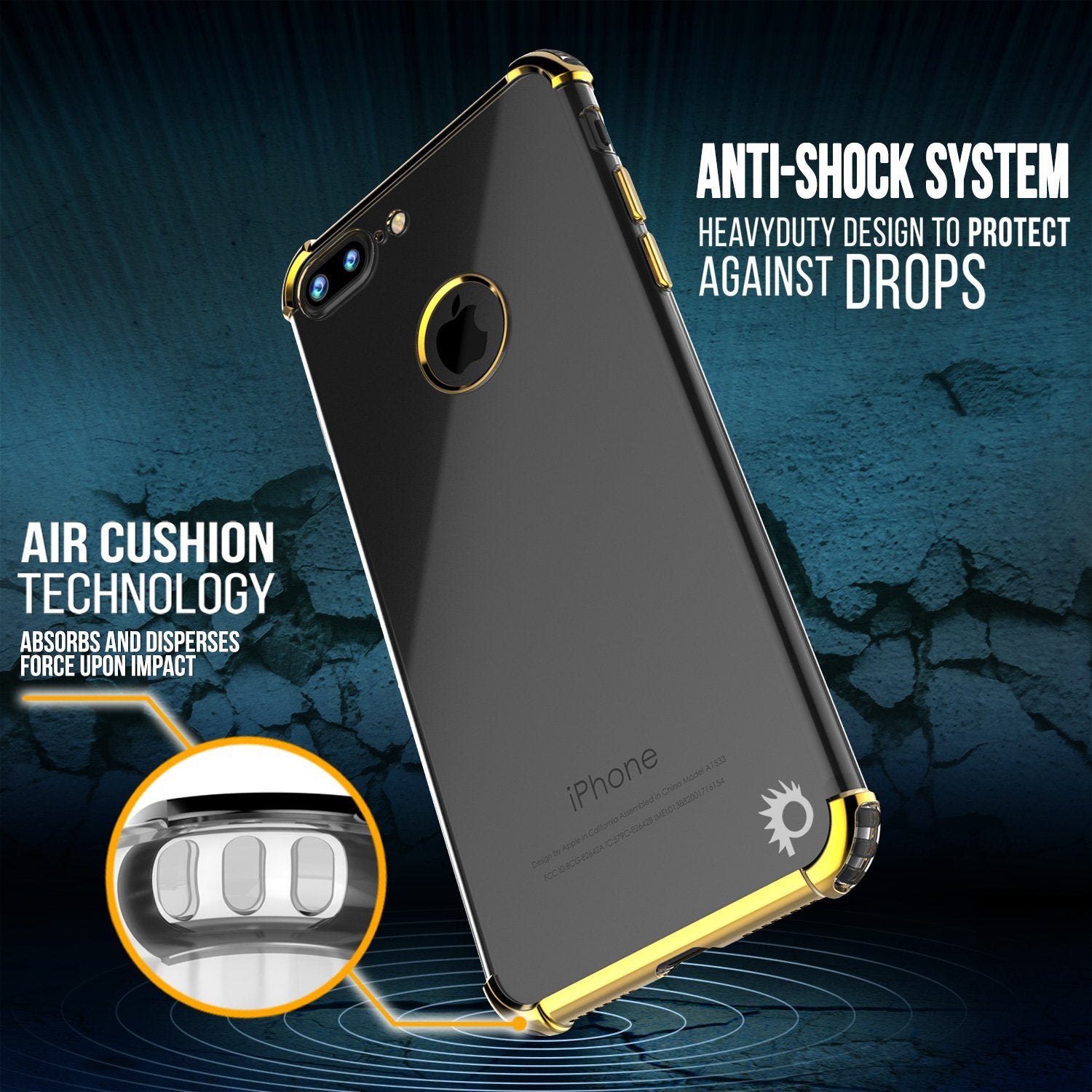 iPhone 7 PLUS Case, Punkcase [BLAZE SERIES] Protective Cover W/ PunkShield Screen Protector [Shockproof] [Slim Fit] for Apple iPhone 7/8/6/6s PLUS [Gold]