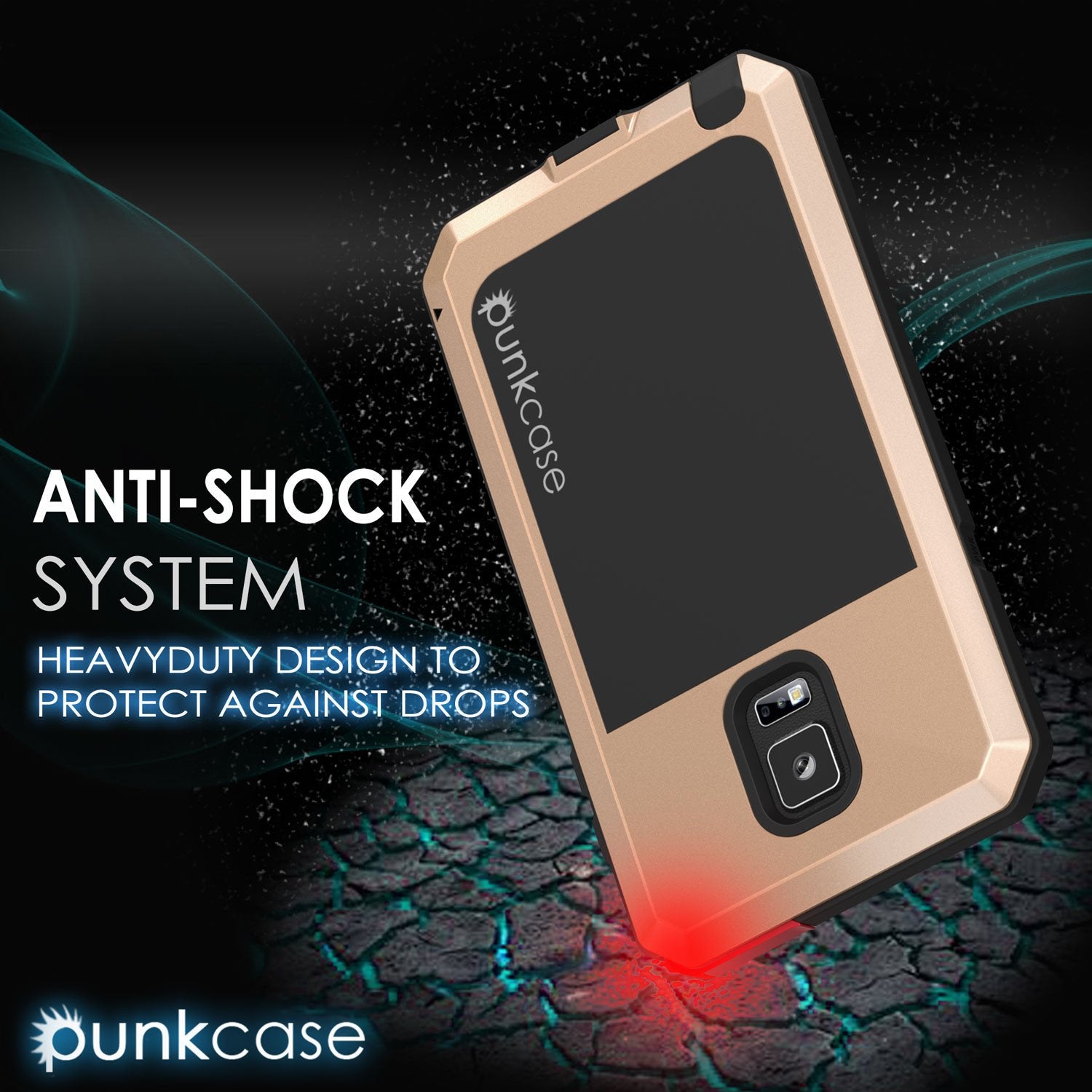 Note 4 Case, Punkcase® METALLIC Series GOLD w/ TEMPERED GLASS | Aluminum Frame