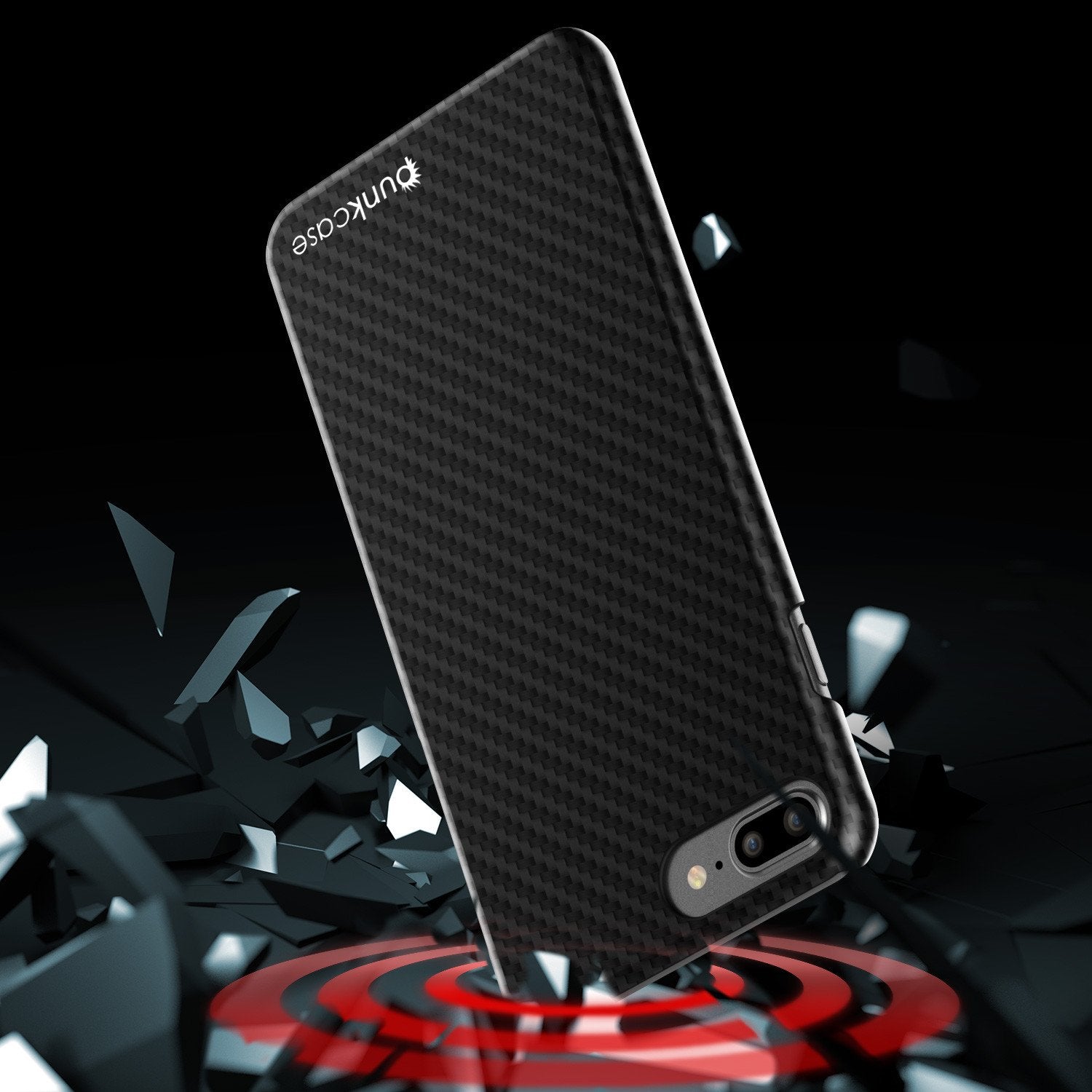 iPhone 7+ Plus Case - Punkcase CarbonShield Jet Black
