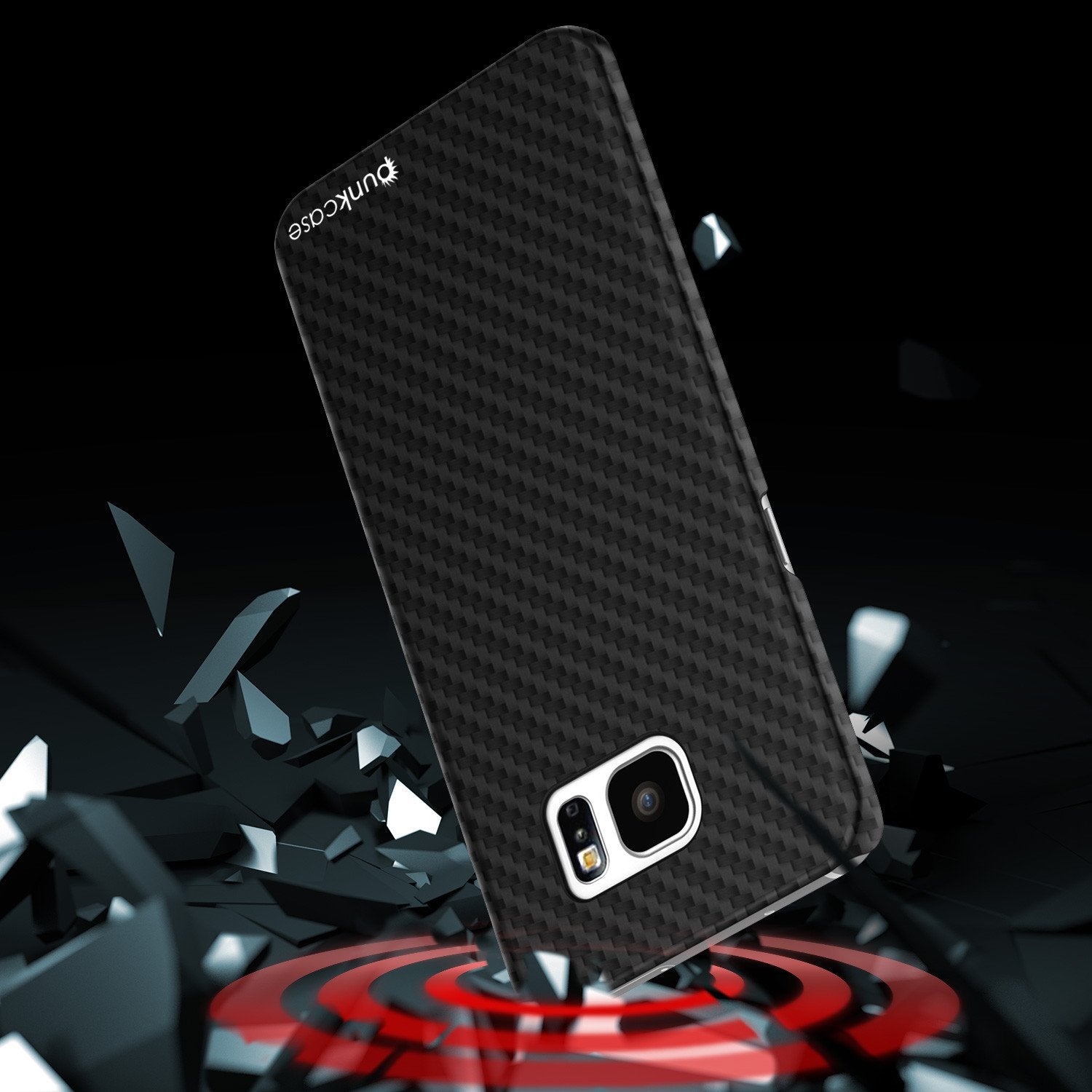 Galaxy S7 Edge Case, PunkCase CarbonShield, Jet Black