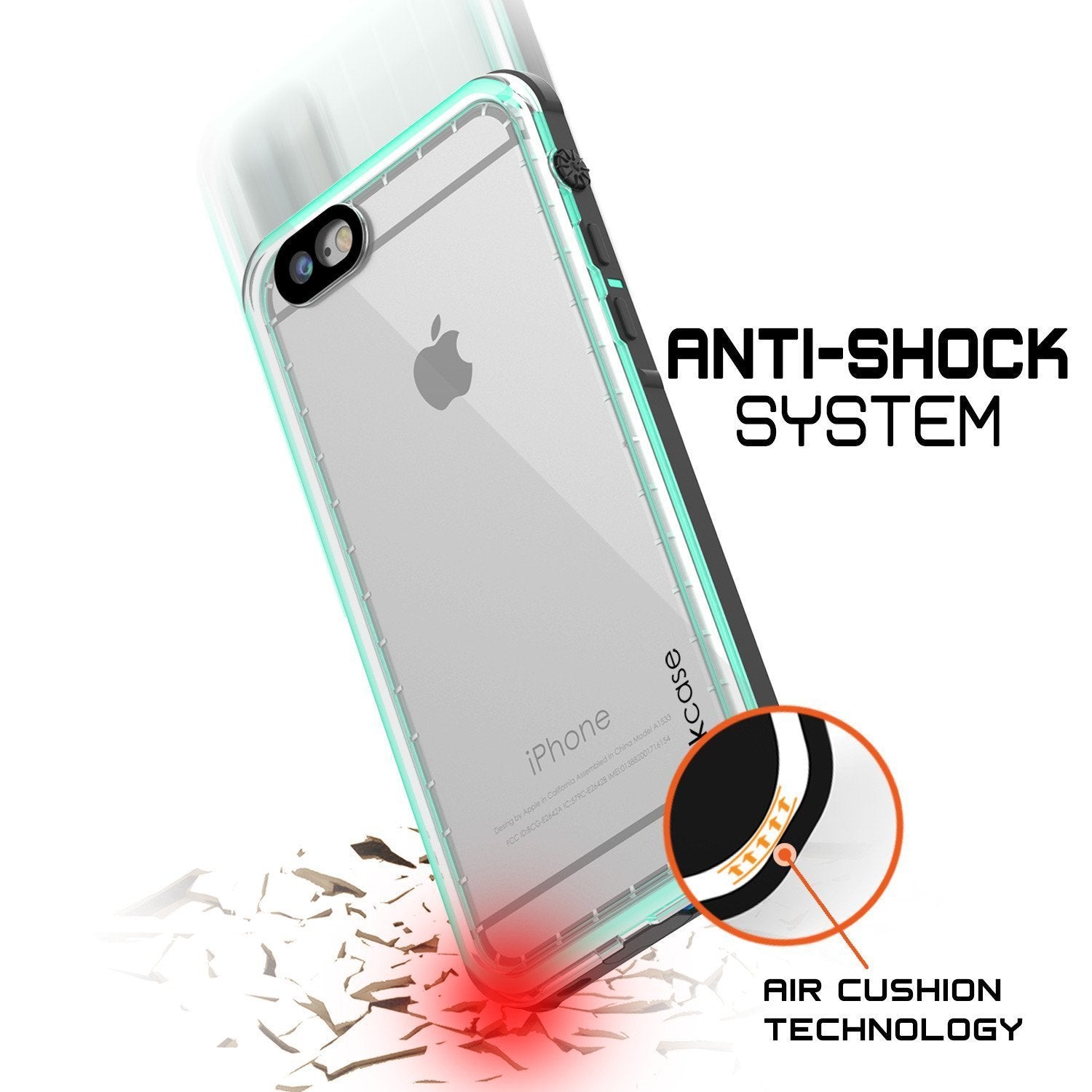 Apple iPhone 8 Waterproof Case, PUNKcase CRYSTAL Teal W/ Attached Screen Protector  | Warranty