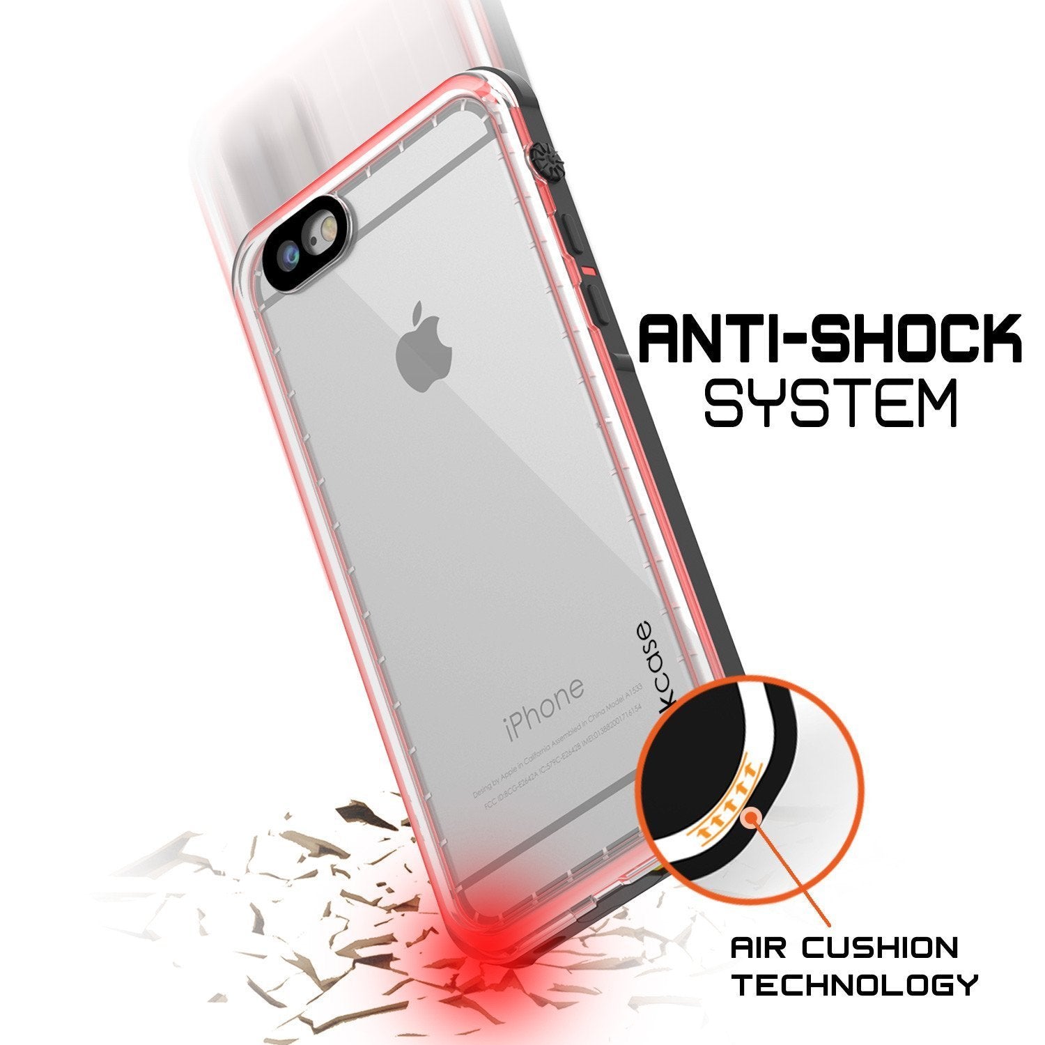Apple iPhone 8 Waterproof Case, PUNKcase CRYSTAL Red W/ Attached Screen Protector  | Warranty