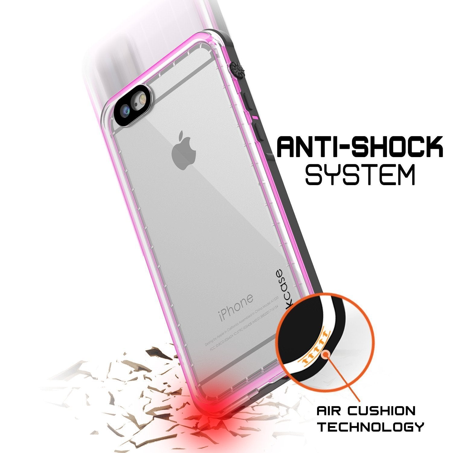 Apple iPhone 8 Waterproof Case, PUNKcase CRYSTAL Pink W/ Attached Screen Protector  | Warranty