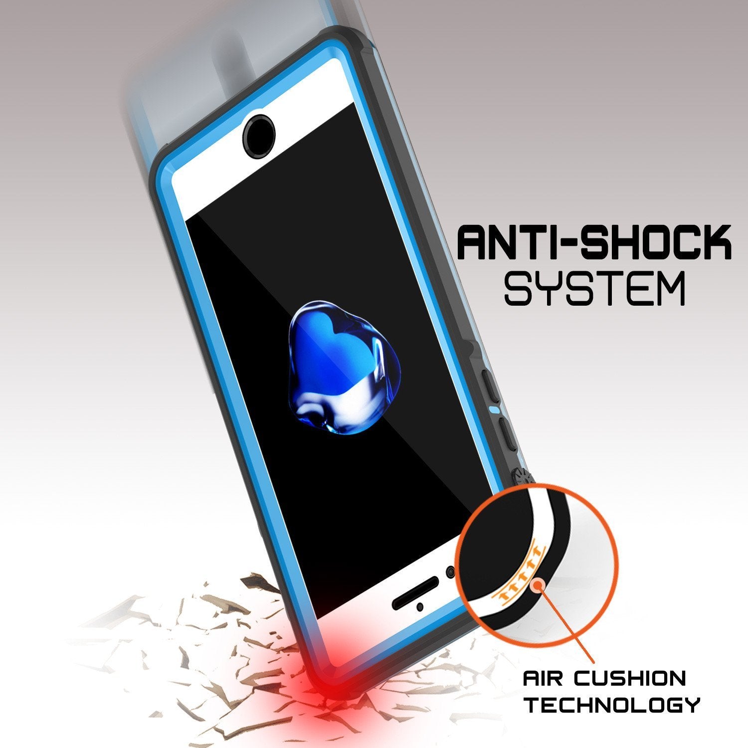 iPhone 8+ Plus Waterproof Case, PUNKcase CRYSTAL Light Blue  W/ Attached Screen Protector  | Warranty