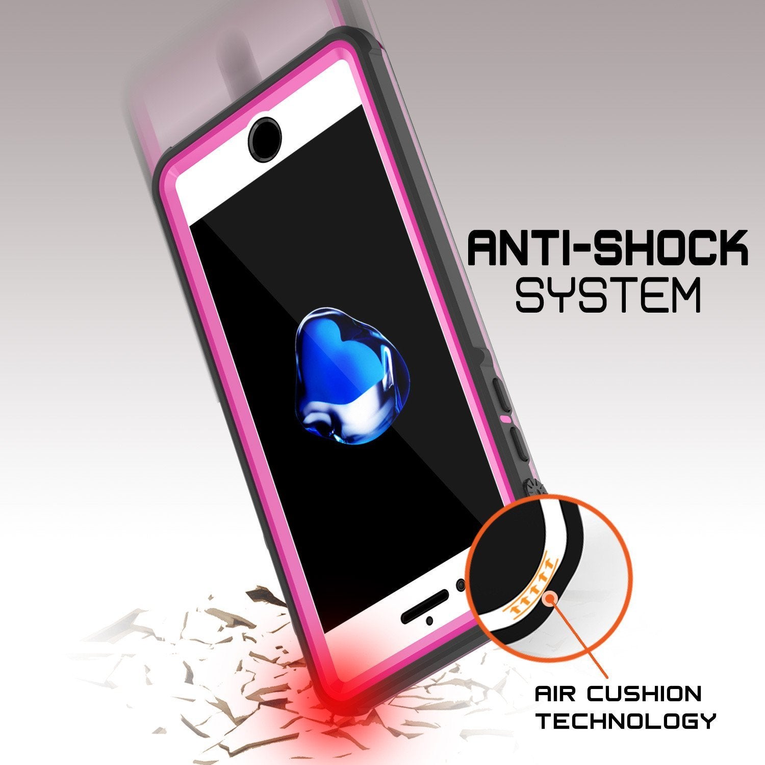 iPhone 8+ Plus Waterproof Case, PUNKcase CRYSTAL Pink W/ Attached Screen Protector  | Warranty