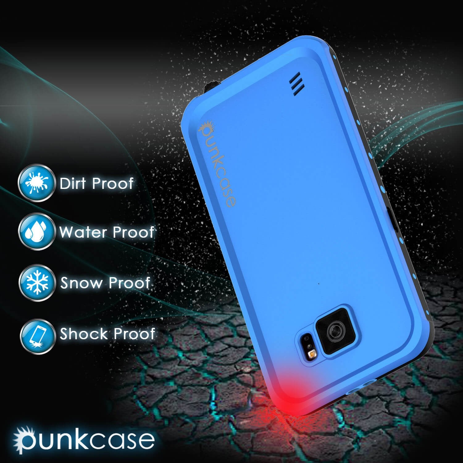 Galaxy S6 Waterproof Case PunkCase StudStar Light Blue Thin 6.6ft Underwater IP68 Shock/Dirt Proof