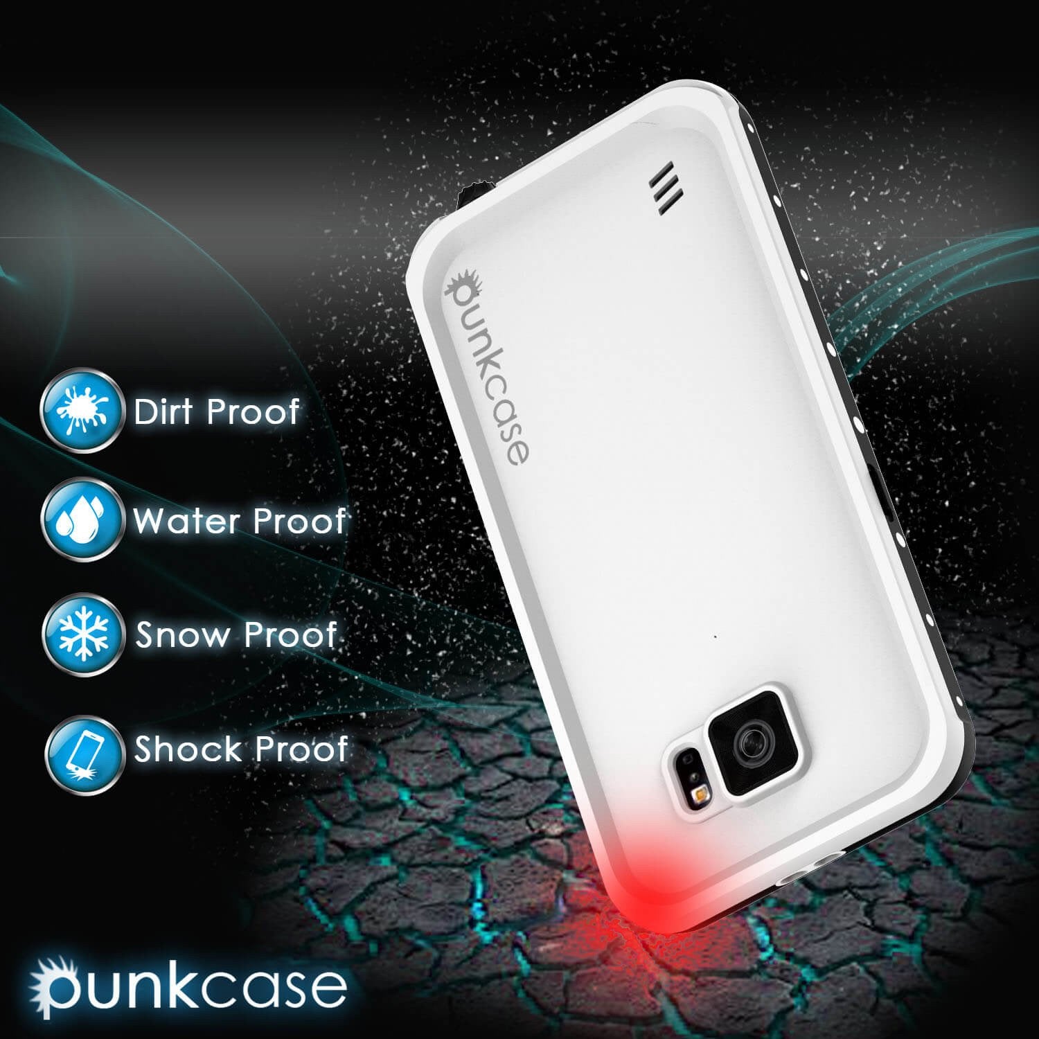 Galaxy S6 Waterproof Case, Punkcase StudStar White Thin 6.6ft Underwater IP68 Shock/Dirt/Snow Proof