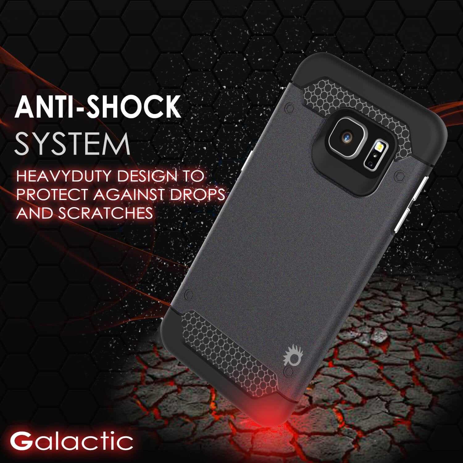 Galaxy s6 EDGE Case PunkCase Galactic Black Series Slim Armor Soft Cover w/ Screen Protector