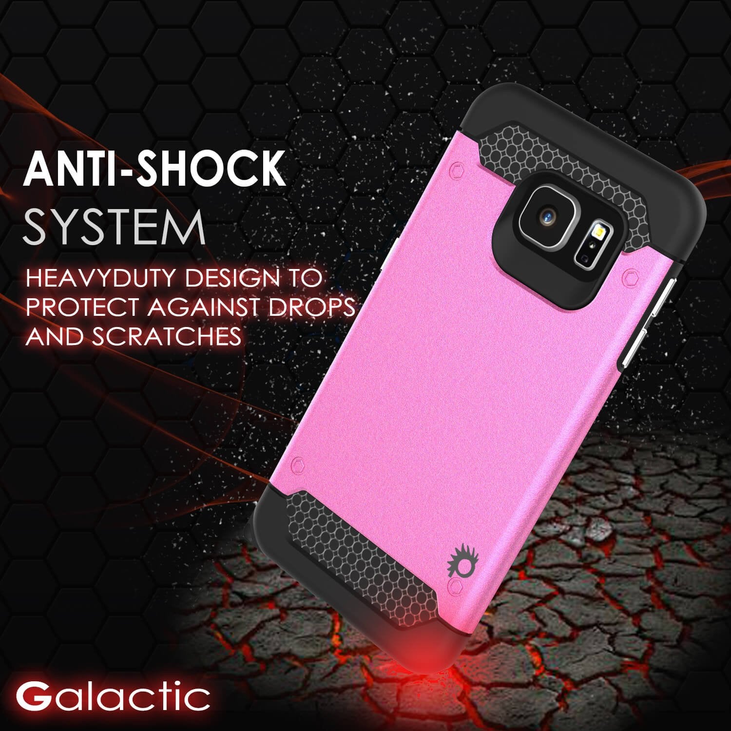 Galaxy s6 EDGE Case PunkCase Galactic Pink Series Slim Armor Soft Cover w/ Screen Protector