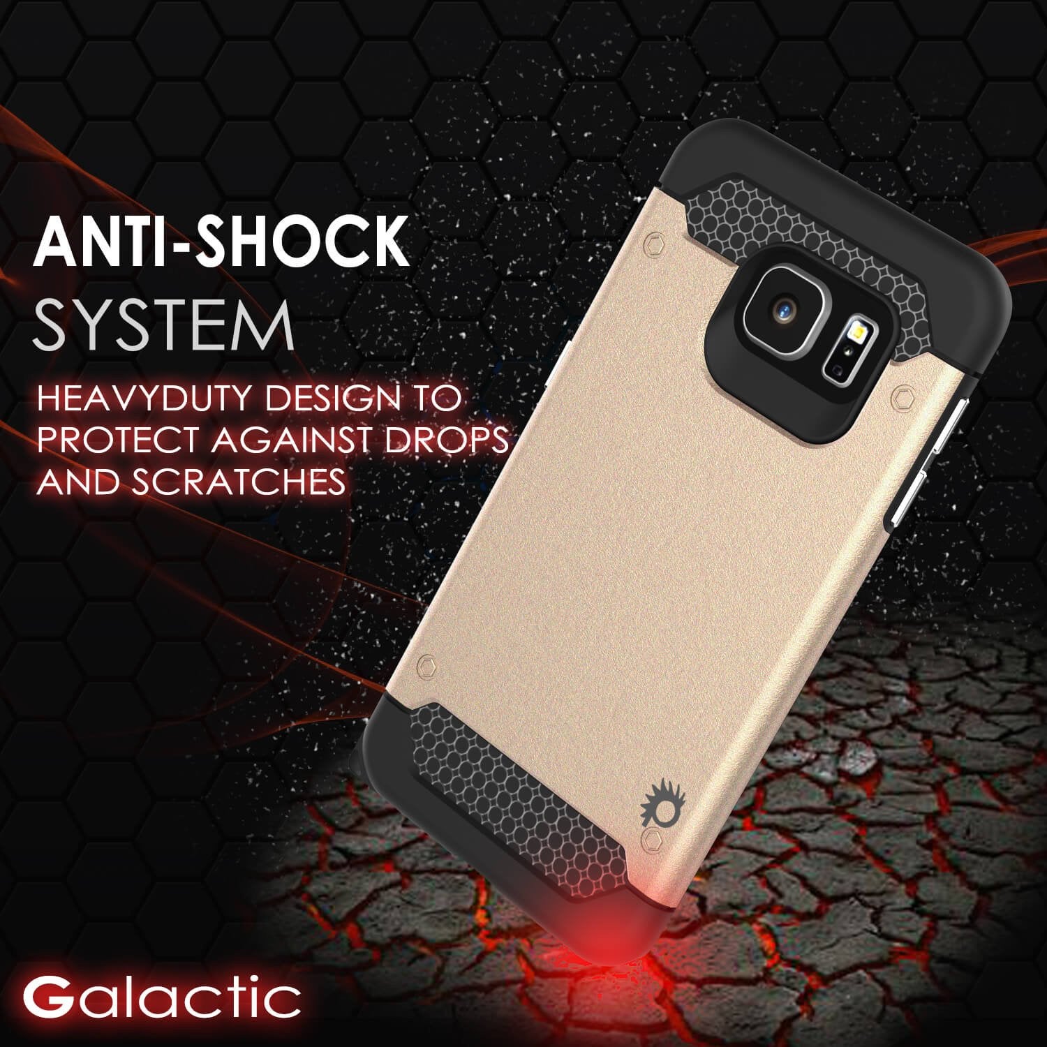 Galaxy s6 EDGE Case PunkCase Galactic Gold Series Slim Armor Soft Cover w/ Screen Protector