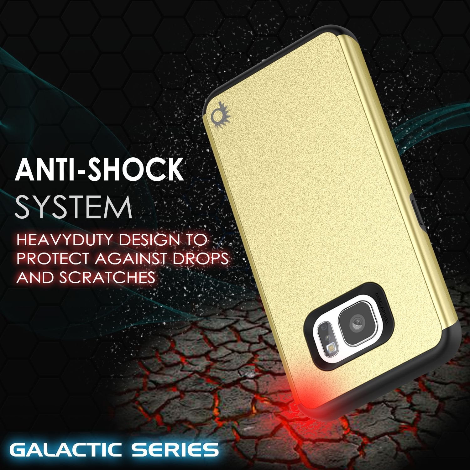 Galaxy s7 Case PunkCase Galactic Gold Series Slim Armor Soft Cover Case w/ Tempered Glass