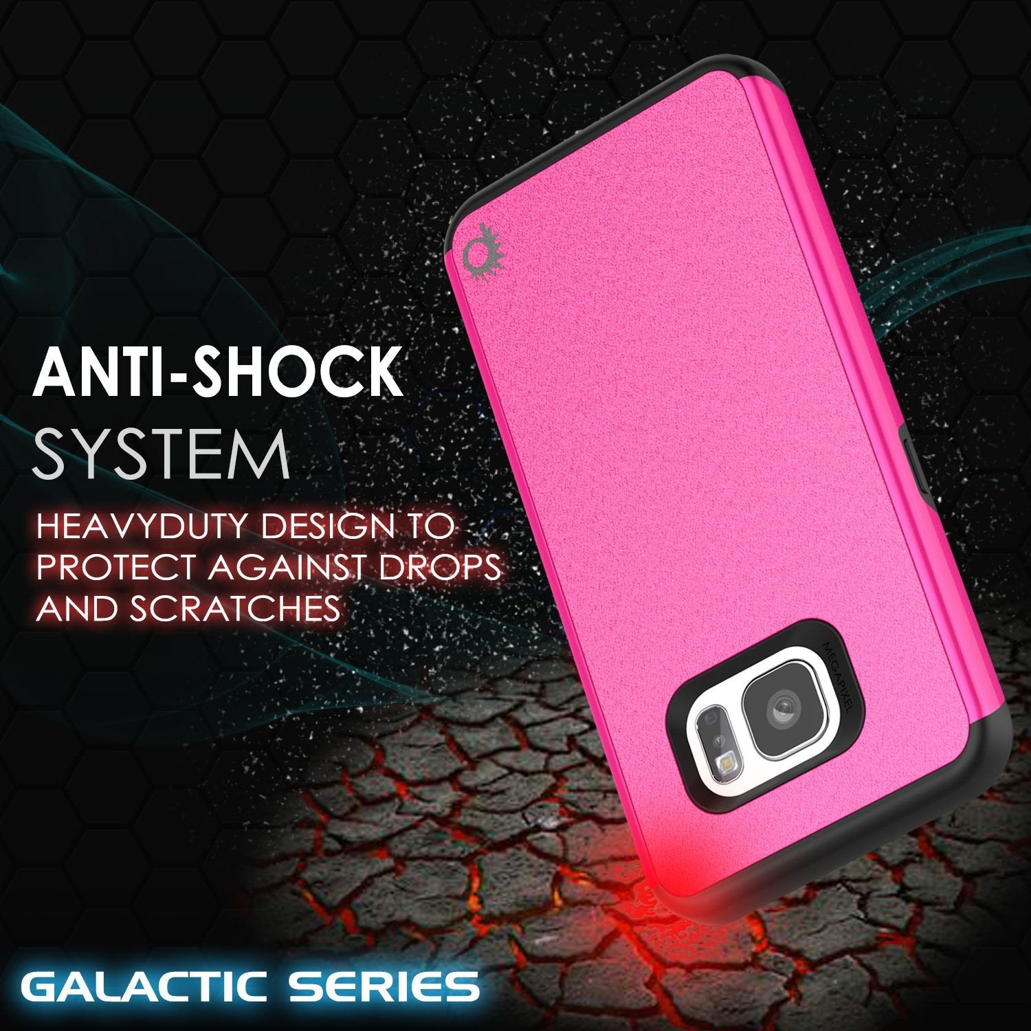 Galaxy s7 Case PunkCase Galactic Pink Series Slim Protective Armor Soft Cover Case w/ Tempered Glass