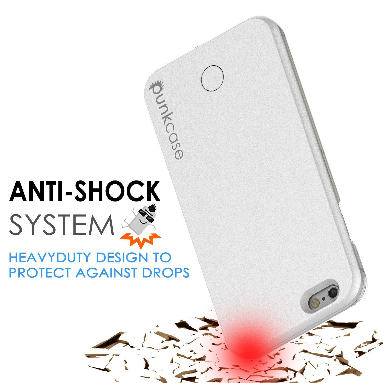 iPhone 6/6S Punkcase LED Light Case Light Illuminated Case, WHITE W/  Battery Power Bank