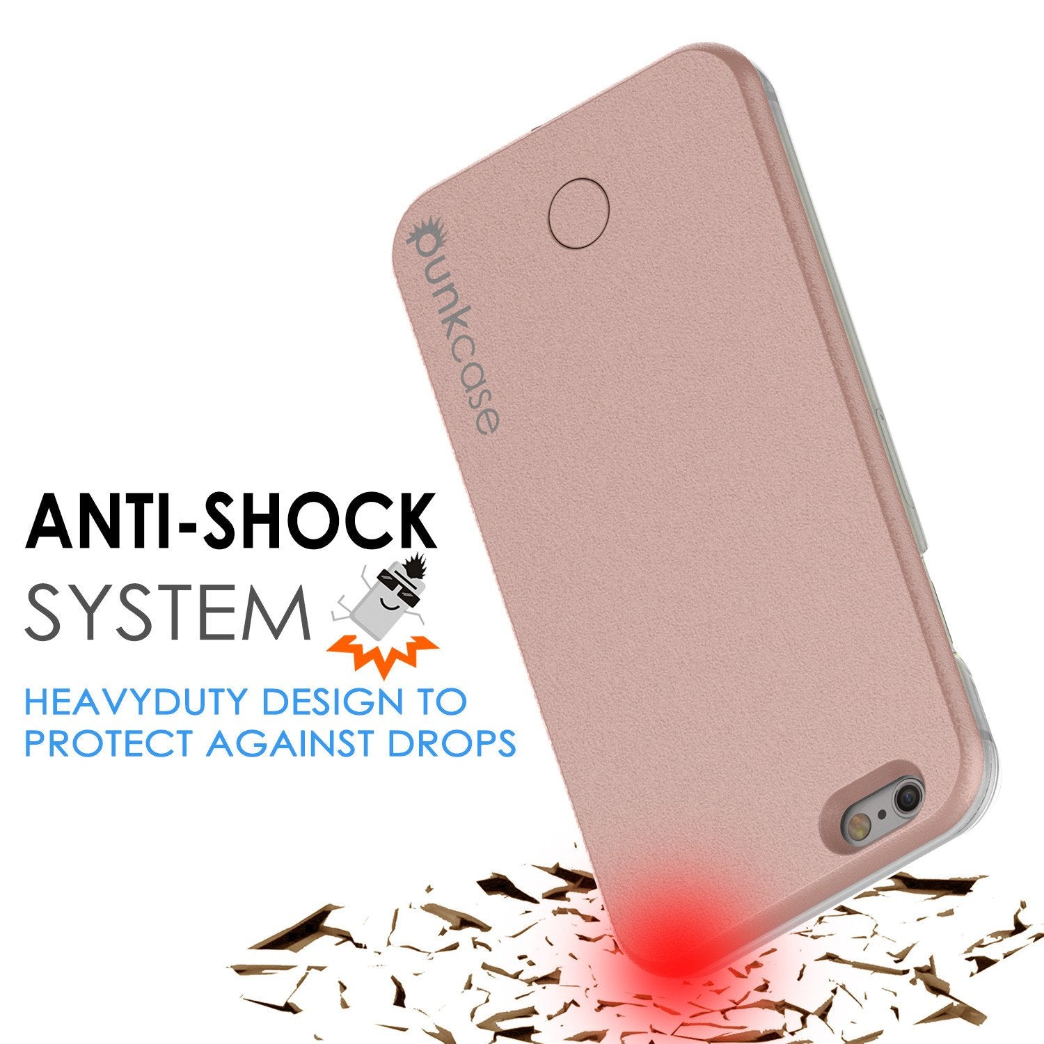 iPhone 6+/6S+ Plus Punkcase LED Light Case Light Illuminated Case, ROSE GOLD  W/  Battery Power Bank