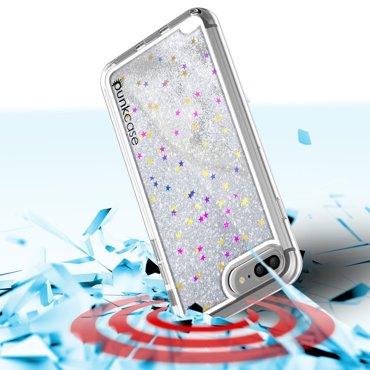 iPhone 8+ Plus Case Punkcase Liquid Silver Glitter Cover Series