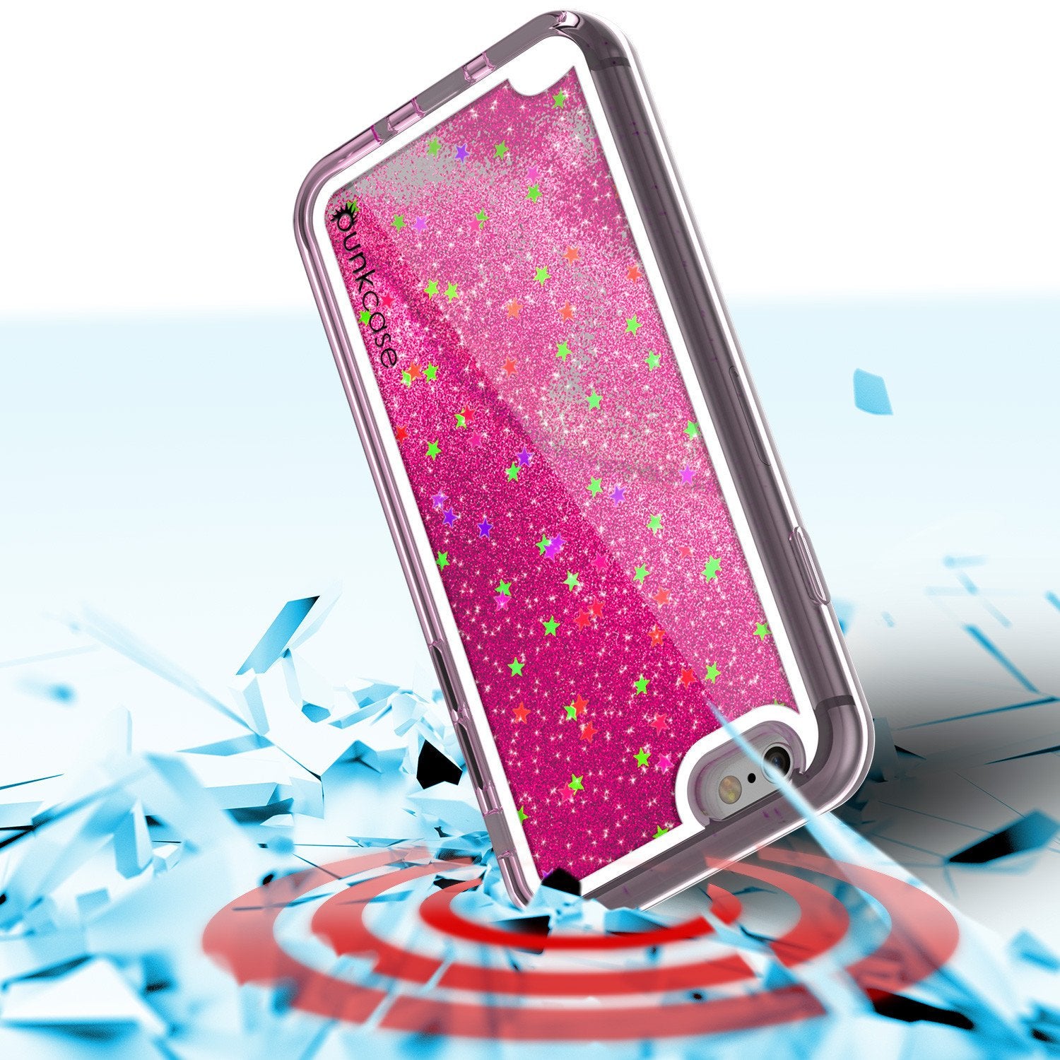 iPhone 7 Case, Punkcase [Liquid Pink Series] Protective Dual Layer Floating Glitter Cover with lots of Bling & Sparkle + 0.3mm Tempered Glass Screen Protector for Apple iPhone 7s