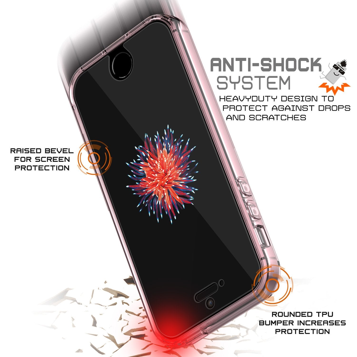 iPhone SE/5S/5 Case Punkcase® LUCID 2.0 Crystal Pink Series w/ PUNK SHIELD Screen Protector | Ultra Fit