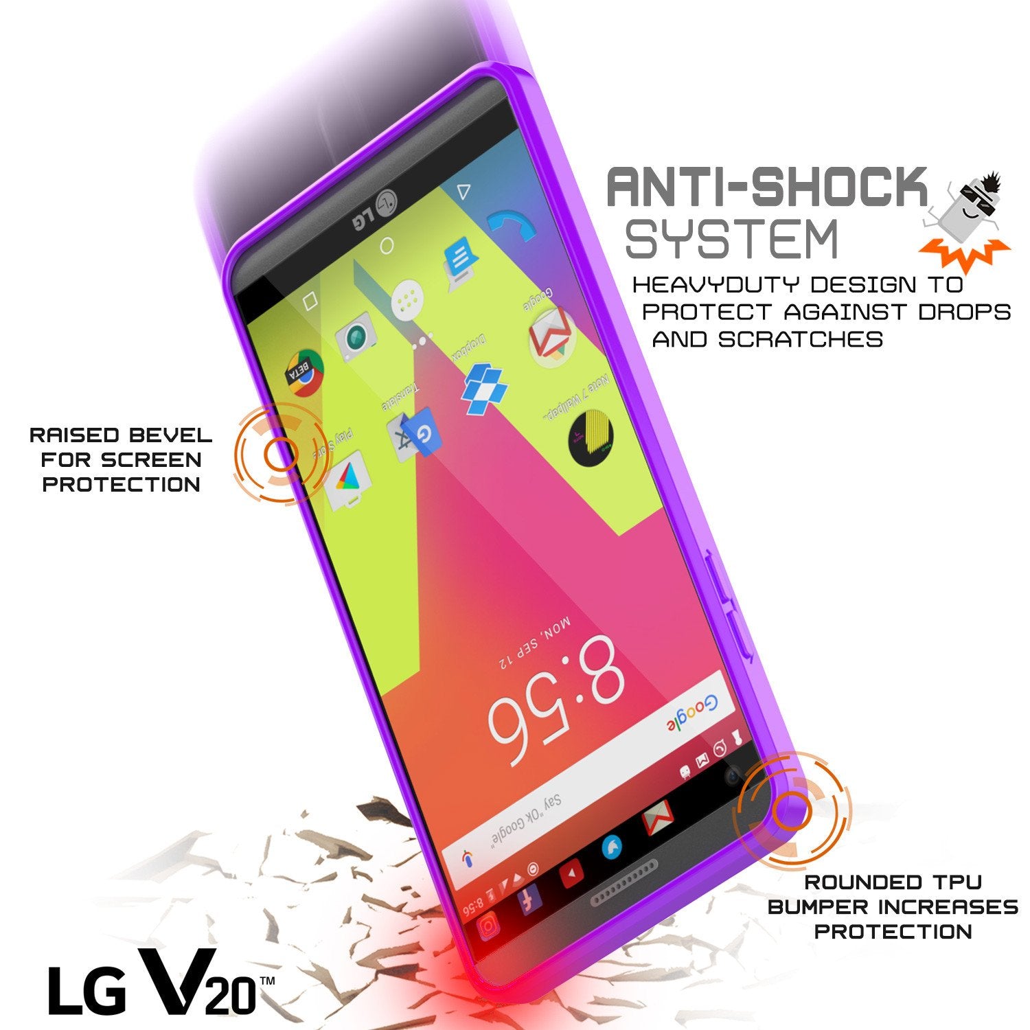 LG v20 Case Punkcase® LUCID 2.0 Purple Series w/ PUNK SHIELD Glass Screen Protector | Ultra Fit
