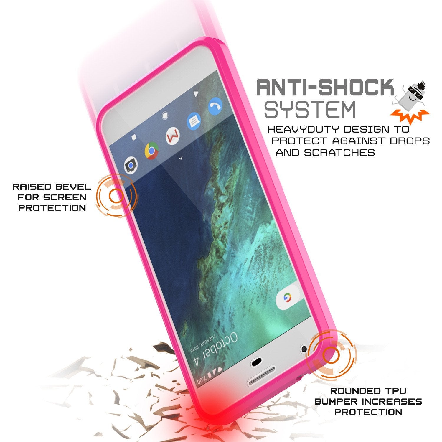 Google Pixel XL Case Punkcase® LUCID 2.0 Pink Series w/ PUNK SHIELD Glass Screen Protector | Ultra Fit