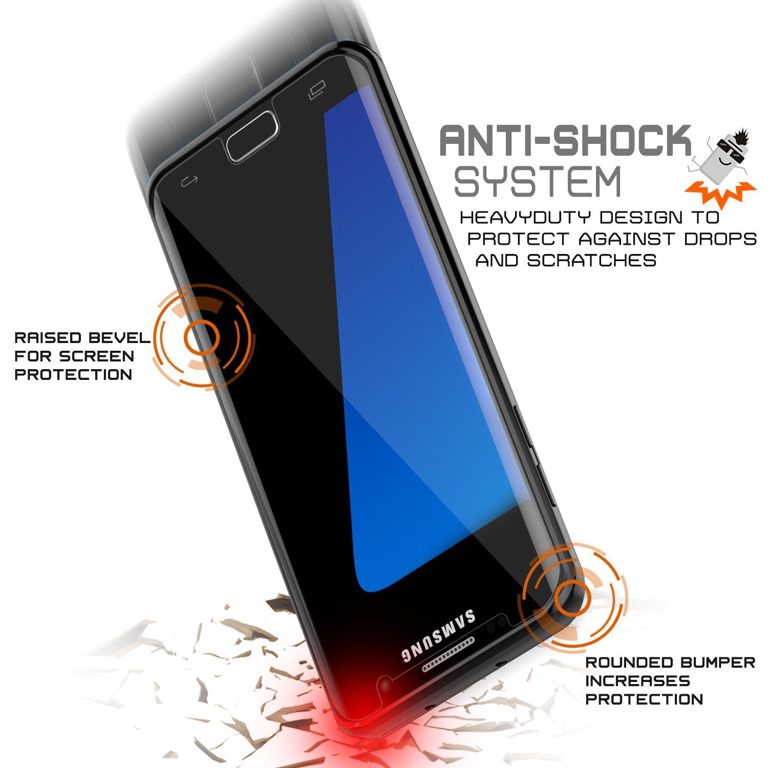 S7 Edge Case Punkcase® LUCID 2.0 Black Series w/ PUNK SHIELD Screen Protector | Ultra Fit