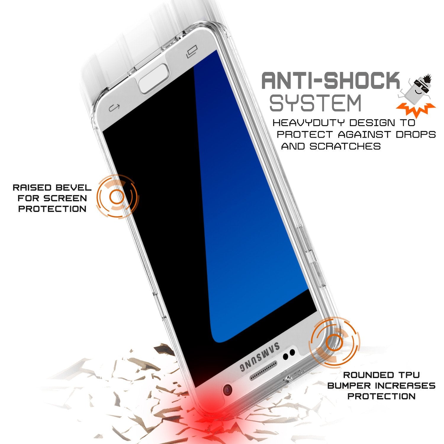 S7 Case Punkcase® LUCID 2.0 Clear Series w/ PUNK SHIELD Glass Screen Protector | Ultra Fit