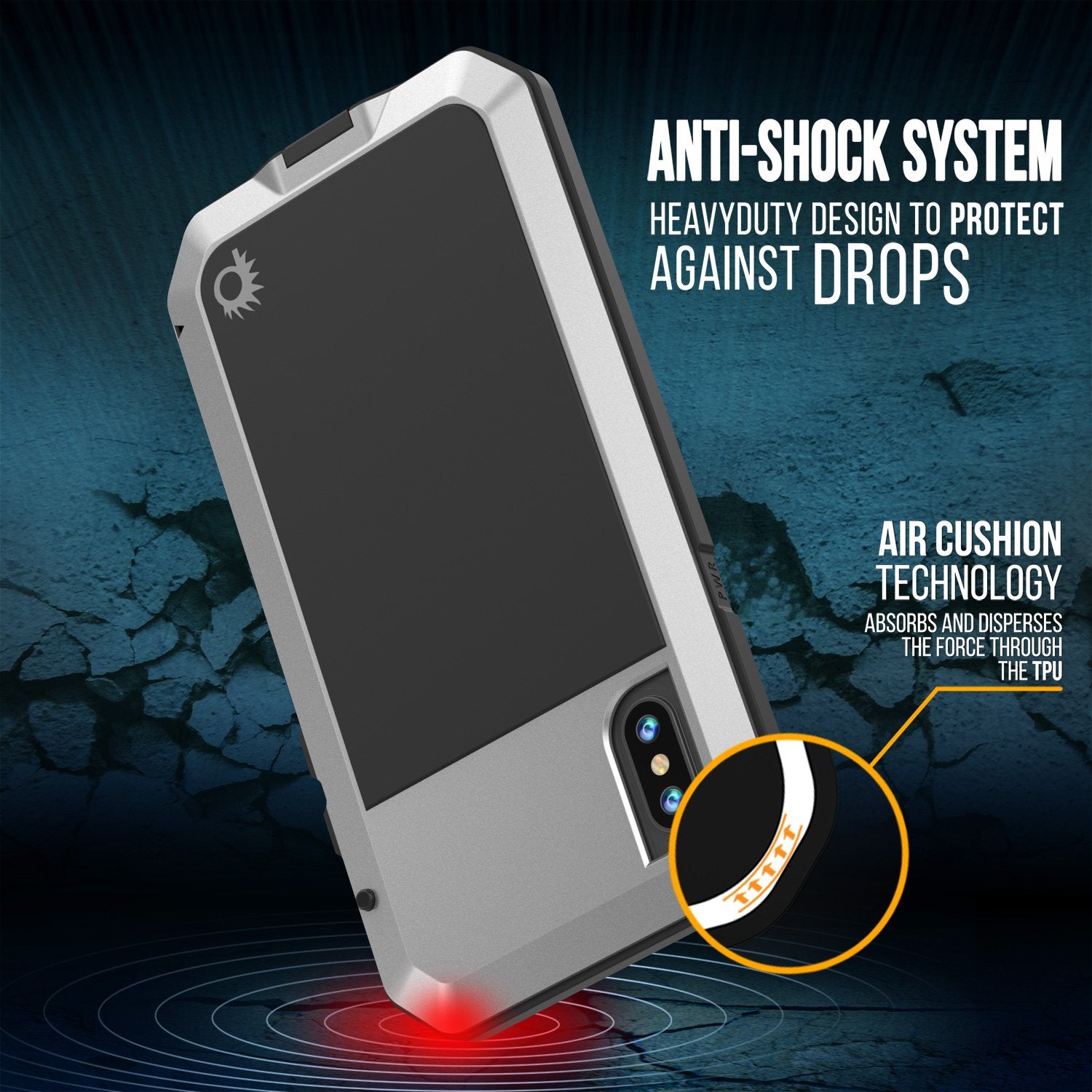 iPhone X Punkcase METALLIC SERIES Cover W/ Screen Protector, Silver