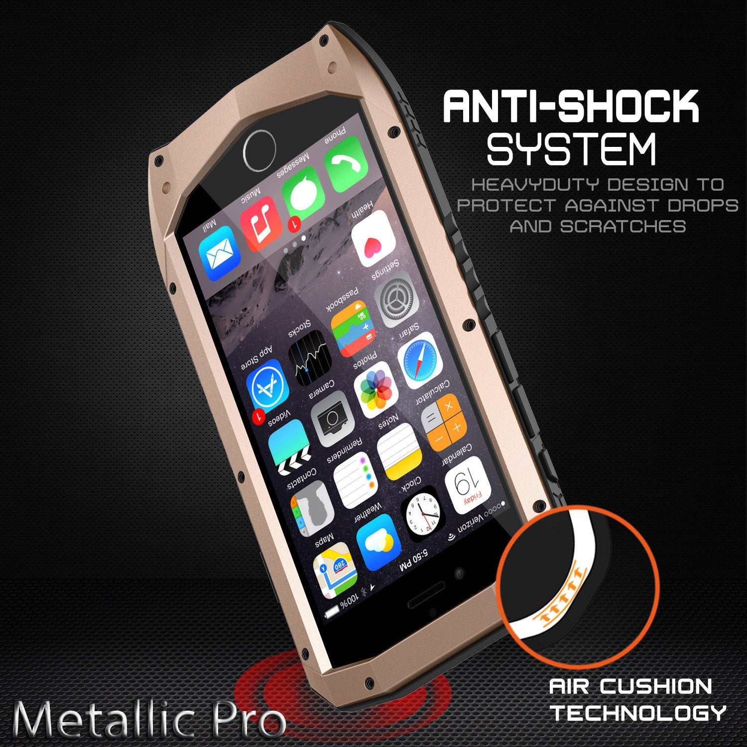 iPhone 6s/6 Case, Punkcase Metallic PRO Gold Series Cover W/ Attached Screen Protector | Touch-ID